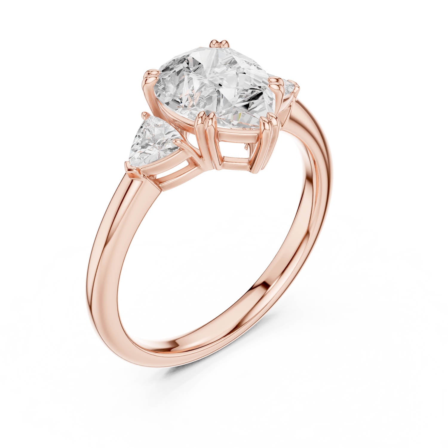 2.40 Ct. Pear-Shaped Diamond Three-Stone Ring with Trillion Side Stones (DDLR-033-PE) 9