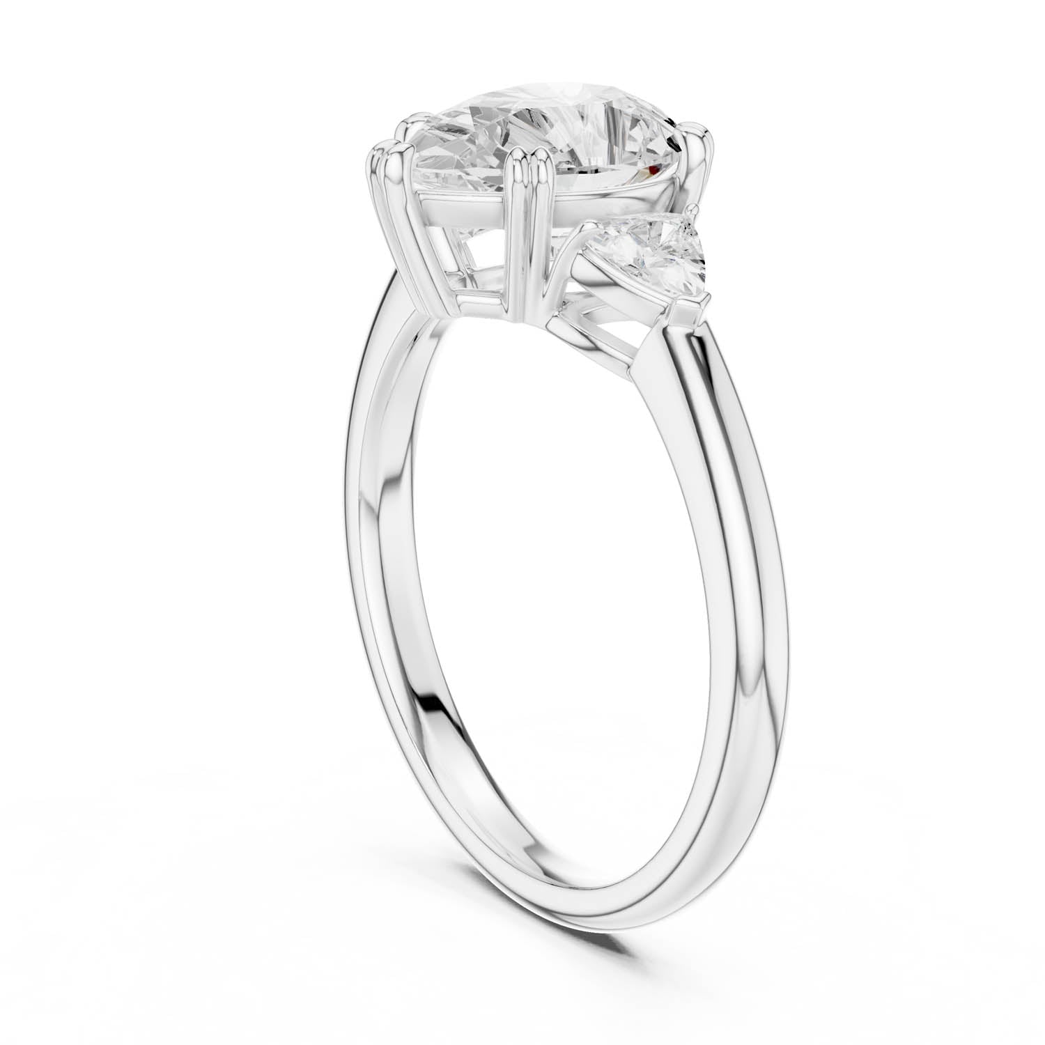 2.40 Ct. Pear-Shaped Diamond Three-Stone Ring with Trillion Side Stones (DDLR-033-PE) 10