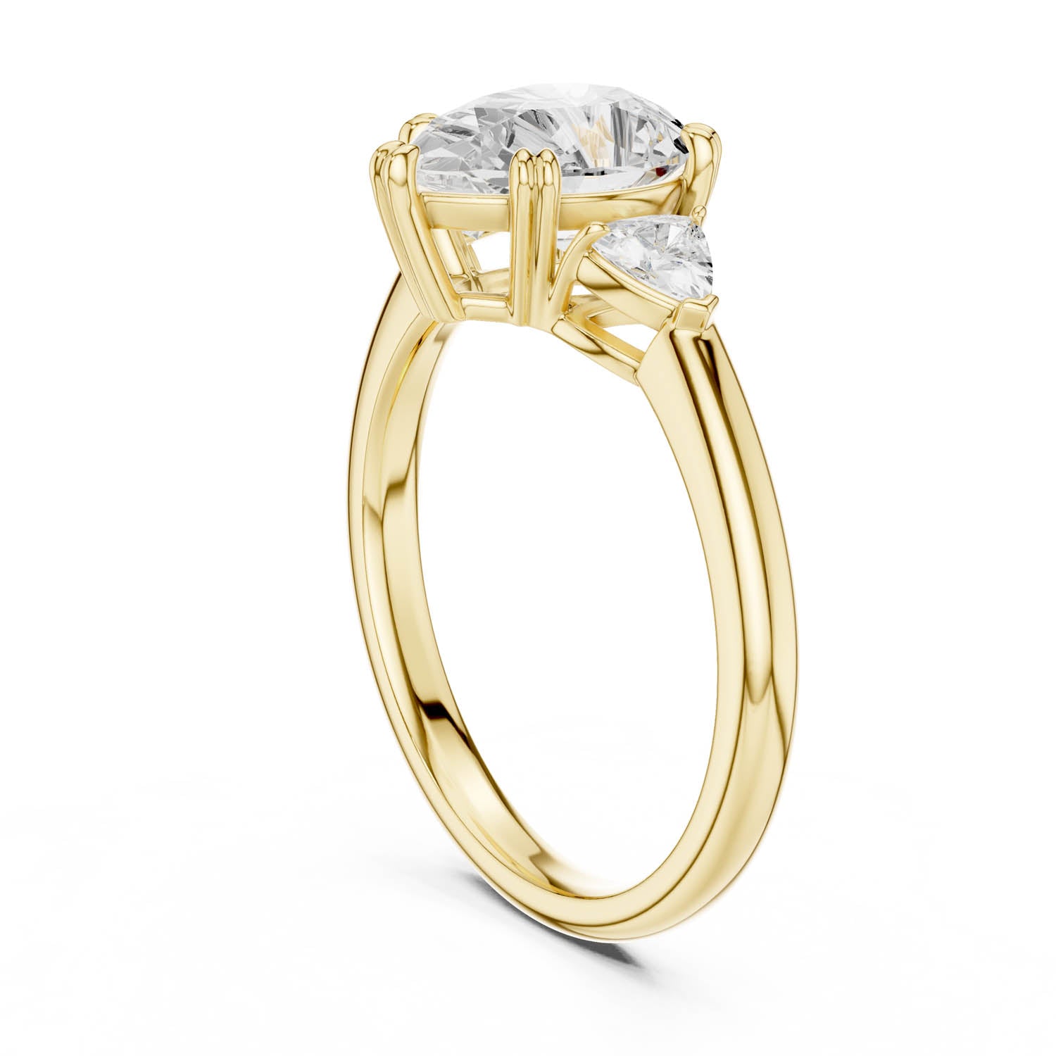 2.40 Ct. Pear-Shaped Diamond Three-Stone Ring with Trillion Side Stones (DDLR-033-PE) 5