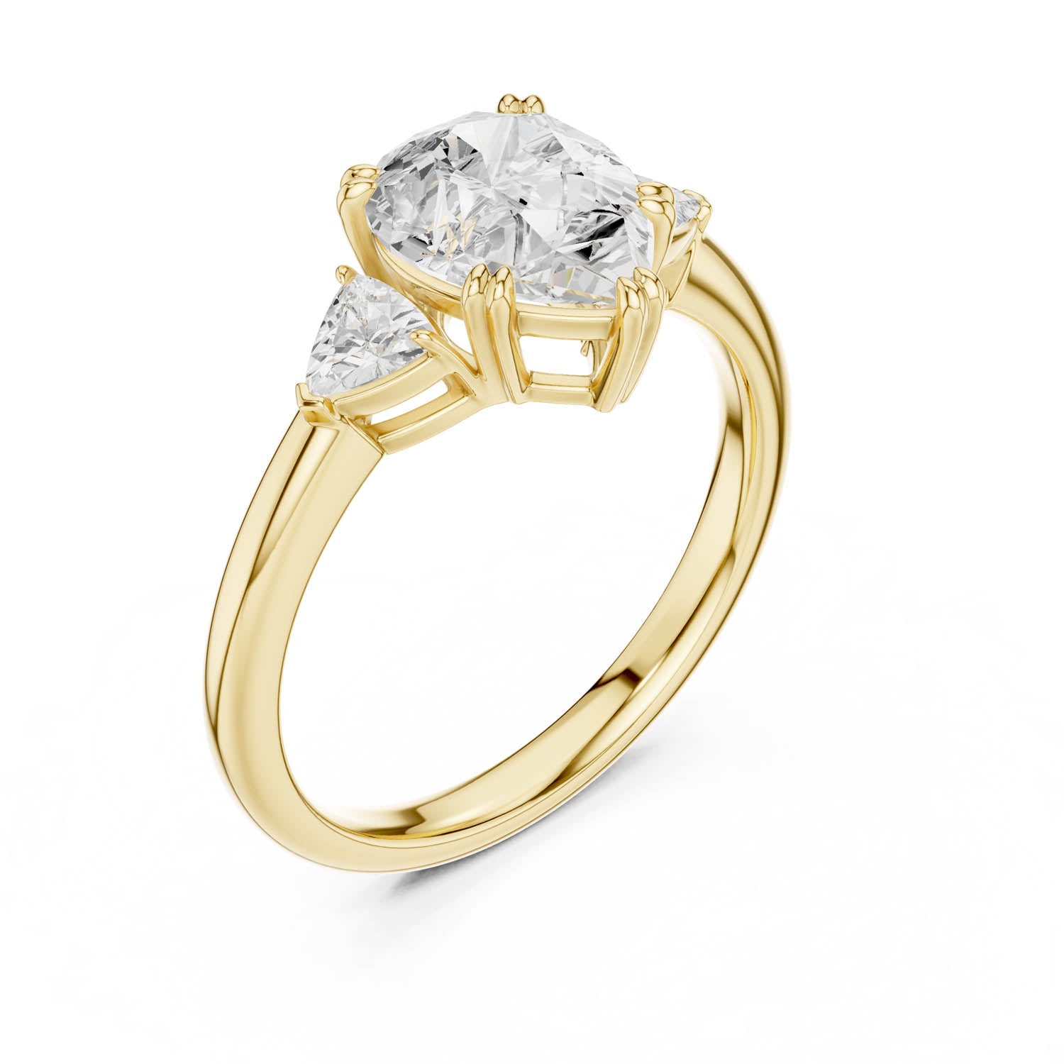 2.40 Ct. Pear-Shaped Diamond Three-Stone Ring with Trillion Side Stones (DDLR-033-PE)