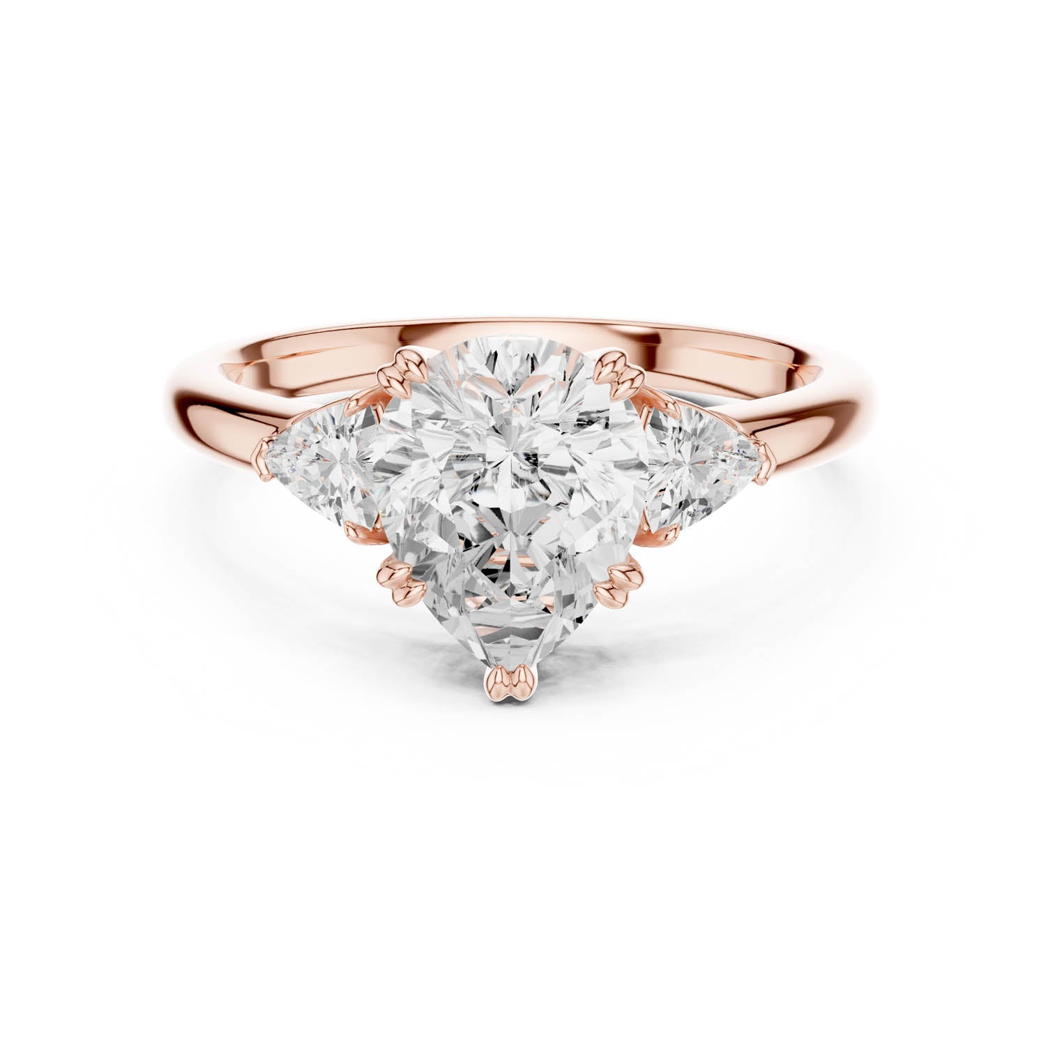 2.40 Ct. Pear-Shaped Diamond Three-Stone Ring with Trillion Side Stones (DDLR-033-PE) 6