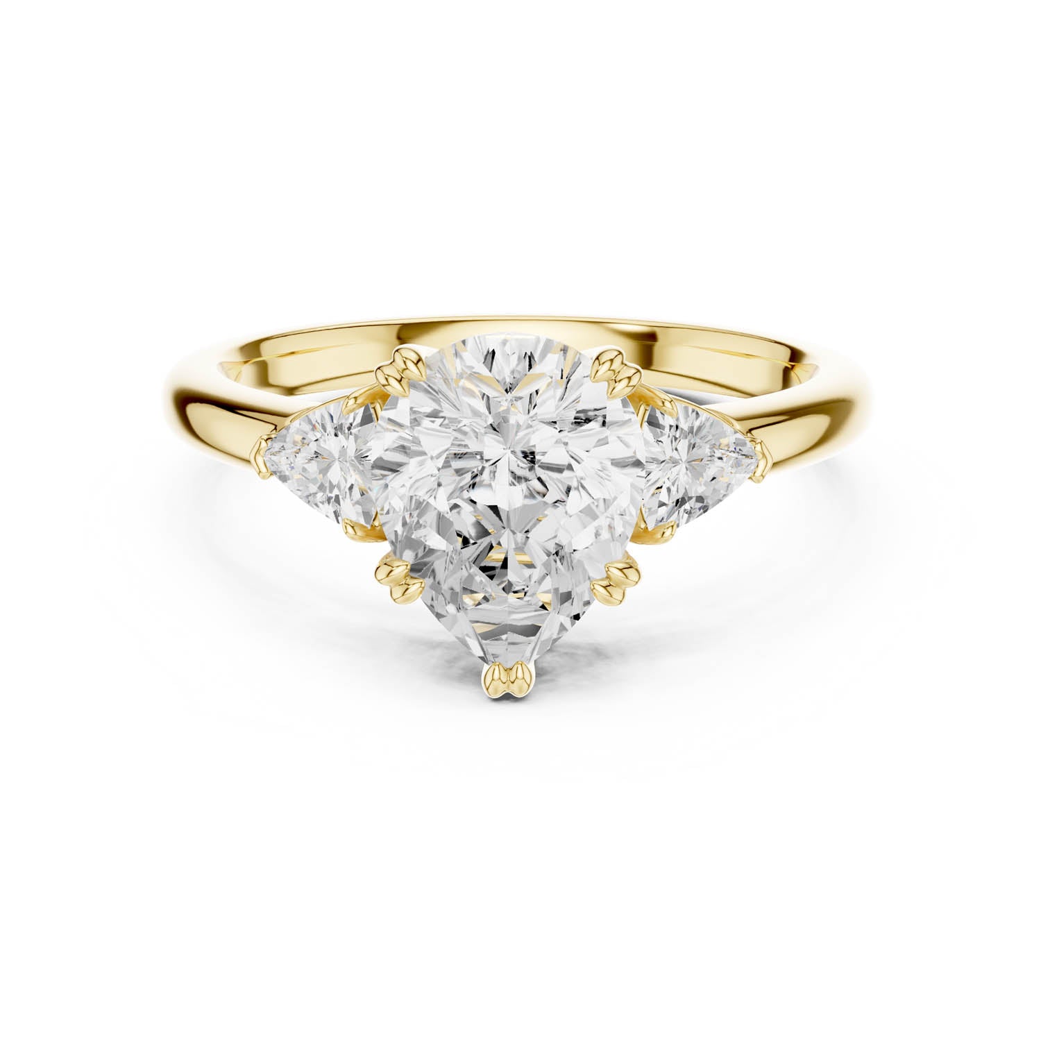 2.40 Ct. Pear-Shaped Diamond Three-Stone Ring with Trillion Side Stones (DDLR-033-PE) 8