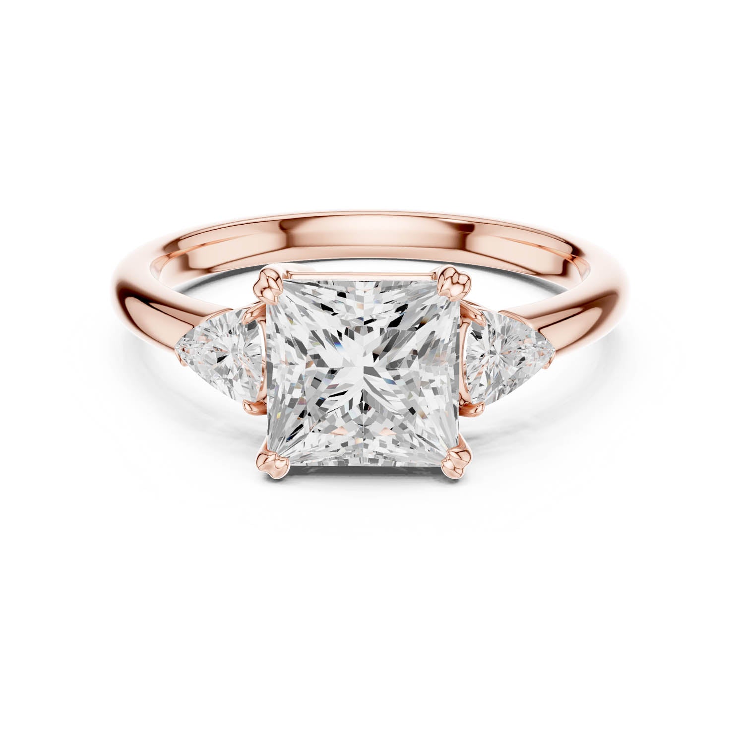 2.40 Ct. Princess Cut Diamond Three-Stone Ring with Trillion Side Stones (DDLR-033-PR) 5