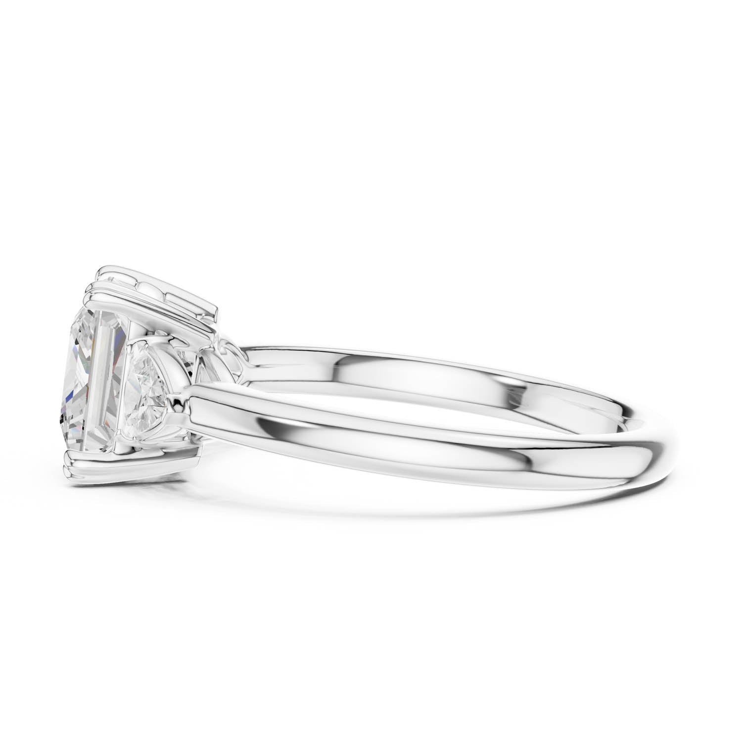 2.40 Ct. Princess Cut Diamond Three-Stone Ring with Trillion Side Stones (DDLR-033-PR) 6