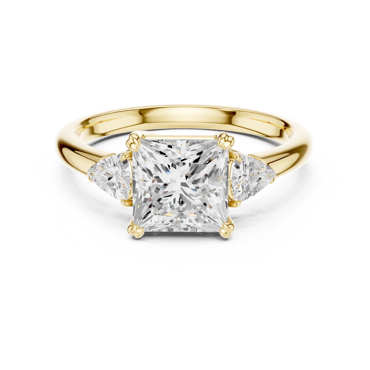 2.40 Ct. Princess Cut Diamond Three-Stone Ring with Trillion Side Stones (DDLR-033-PR) 3