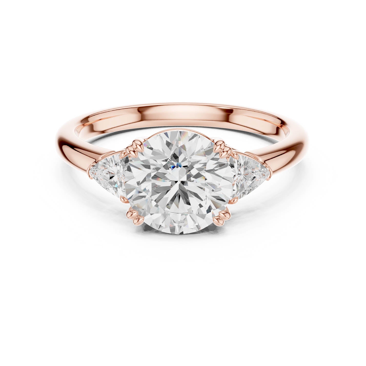 2.40 Ct. Round Diamond Three-Stone Ring with Trillion Side Stones (DDLR-033-RD) 3