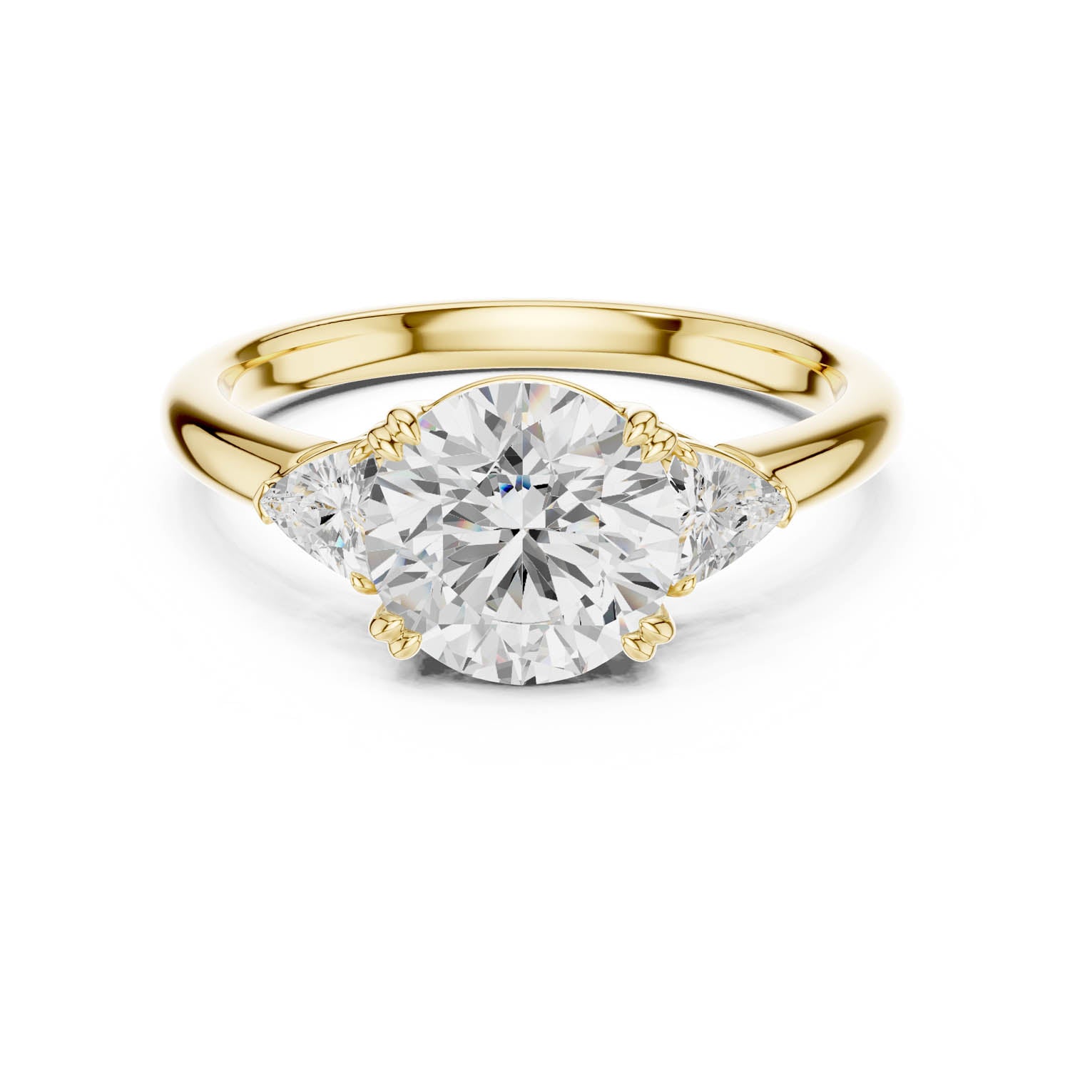 2.40 Ct. Round Diamond Three-Stone Ring with Trillion Side Stones (DDLR-033-RD) 6