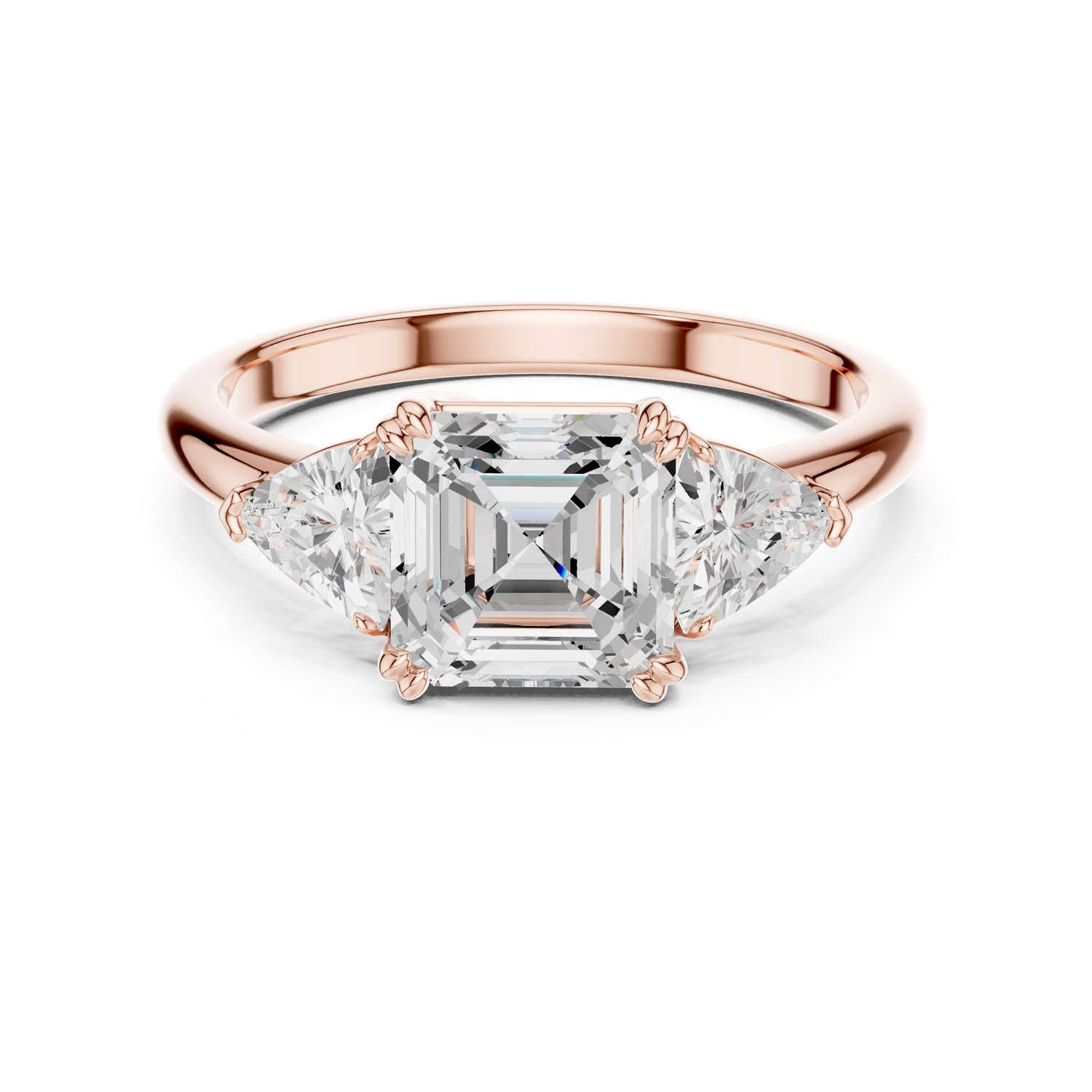 2.60 Ct. Asscher Cut Diamond Three-Stone Ring with Trillion Side Stones (DDLR-034-AC) 4