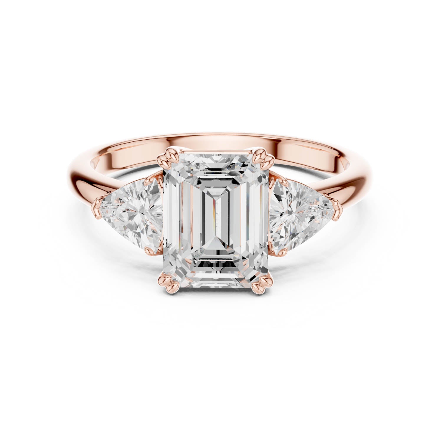 2.60 Ct. Emerald Cut Diamond Three-Stone Ring with Trillion Side Stones (DDLR-034-EM) 5