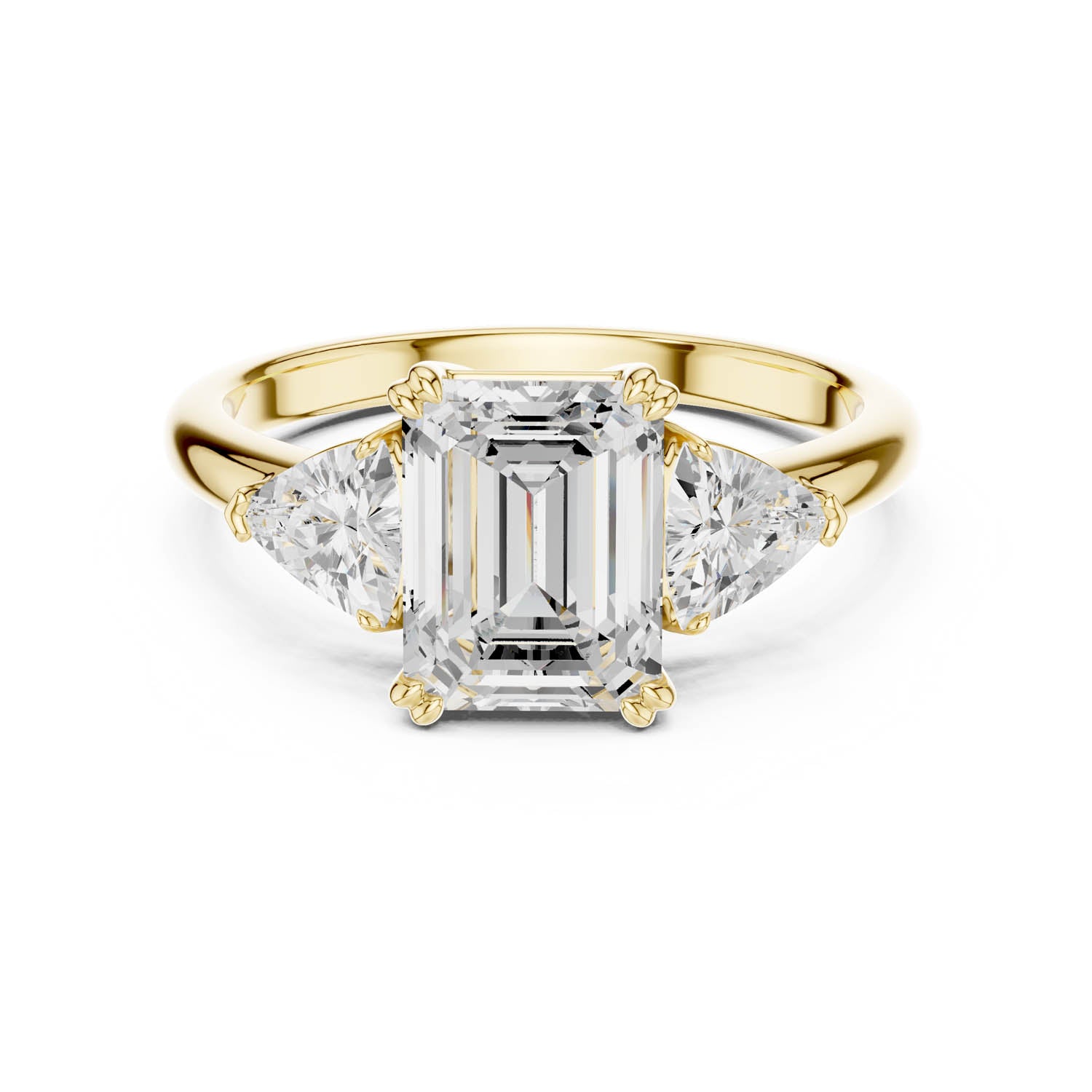 2.60 Ct. Emerald Cut Diamond Three-Stone Ring with Trillion Side Stones (DDLR-034-EM) 3