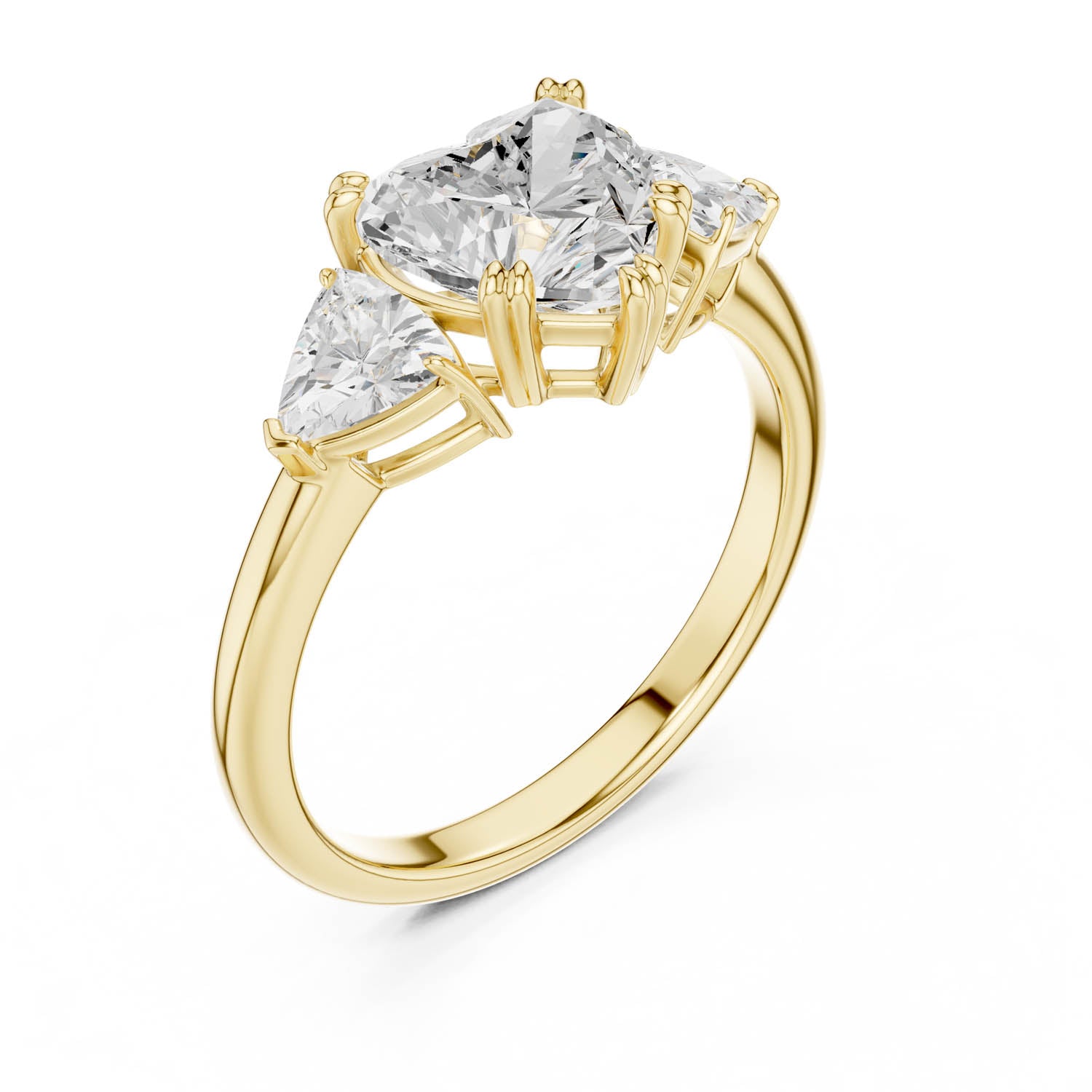 2.60 Ct. Heart Cut Diamond Three-Stone Ring with Trillion Side Stones (DDLR-034-HR)