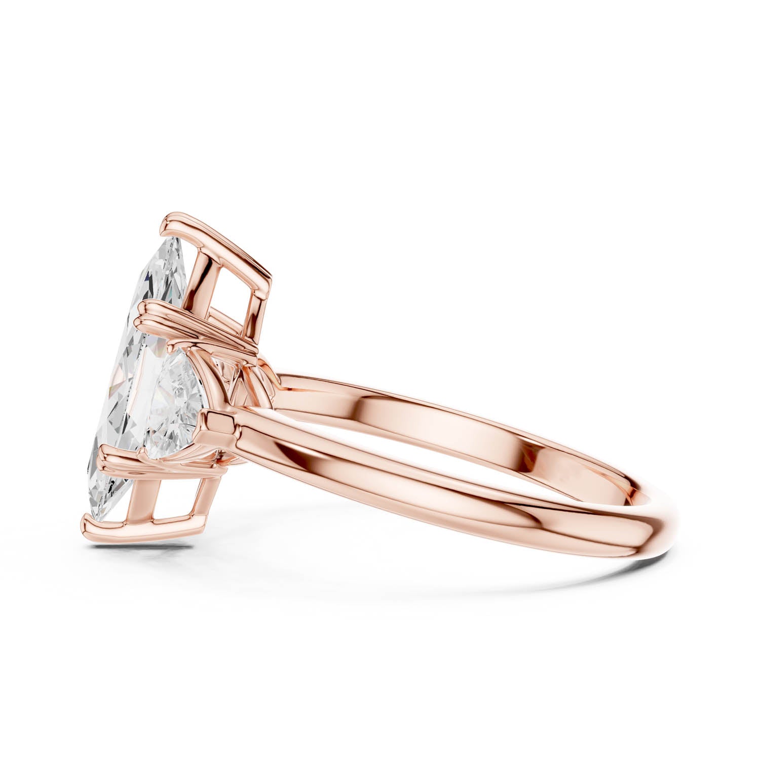 2.60 Ct. Marquise Cut Diamond Three-Stone Ring with Trillion Side Stones (DDLR-034-MQ) 4