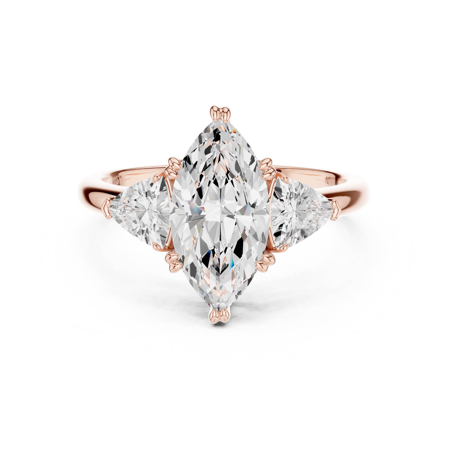 2.60 Ct. Marquise Cut Diamond Three-Stone Ring with Trillion Side Stones (DDLR-034-MQ) 5