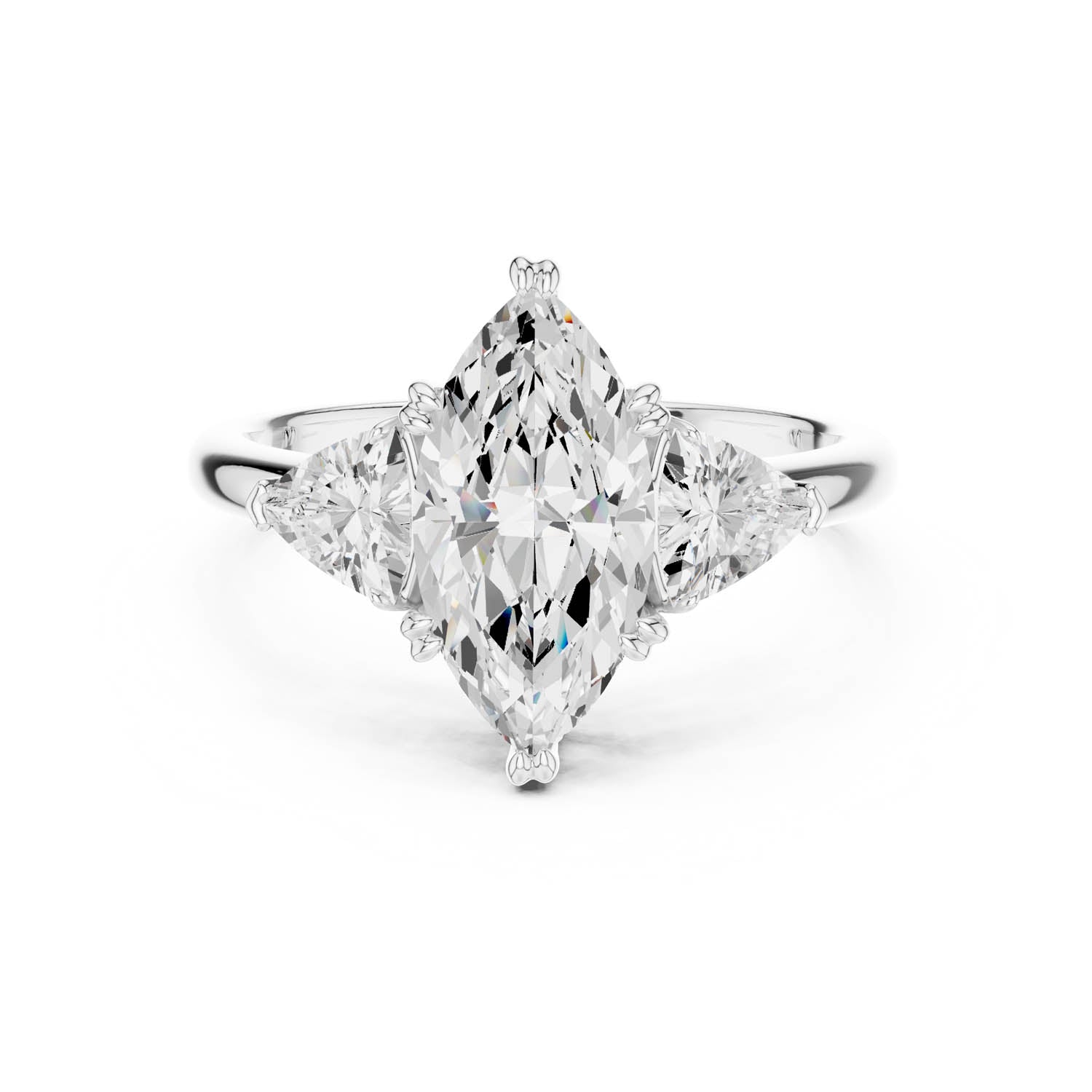 2.60 Ct. Marquise Cut Diamond Three-Stone Ring with Trillion Side Stones (DDLR-034-MQ)