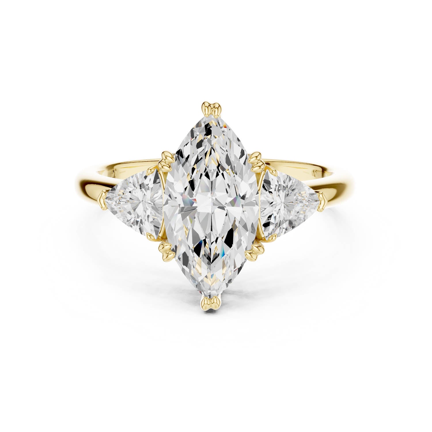 2.60 Ct. Marquise Cut Diamond Three-Stone Ring with Trillion Side Stones (DDLR-034-MQ) 3