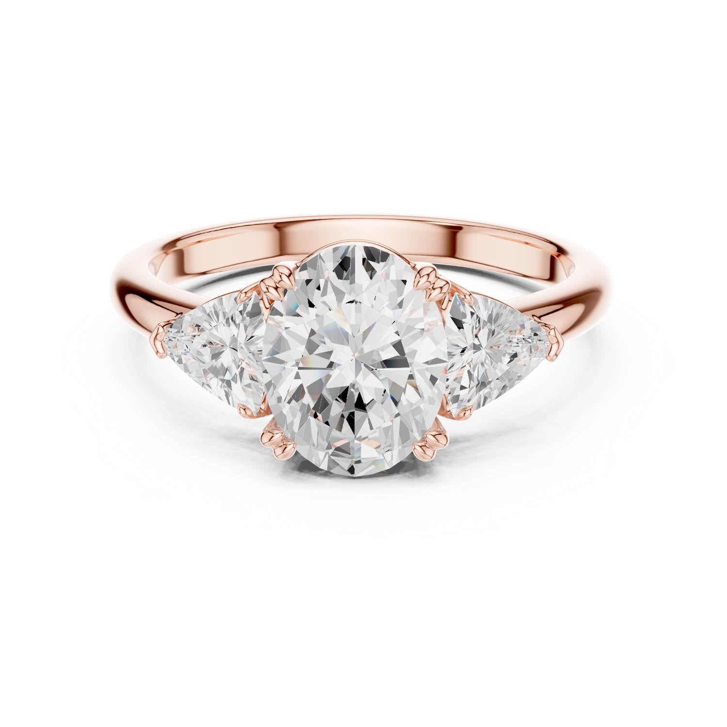 2.60 Ct. Oval Cut Diamond Three-Stone Ring with Trillion Side Stones (DDLR-034-OV) 5