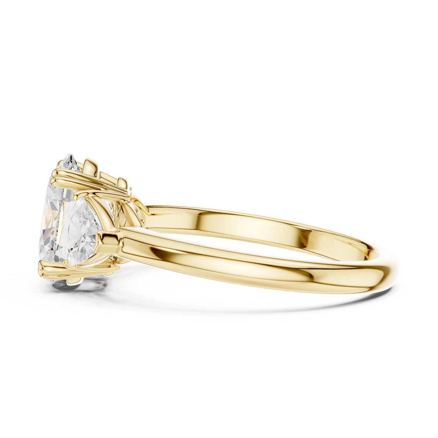 2.60 Ct. Oval Cut Diamond Three-Stone Ring with Trillion Side Stones (DDLR-034-OV) 6