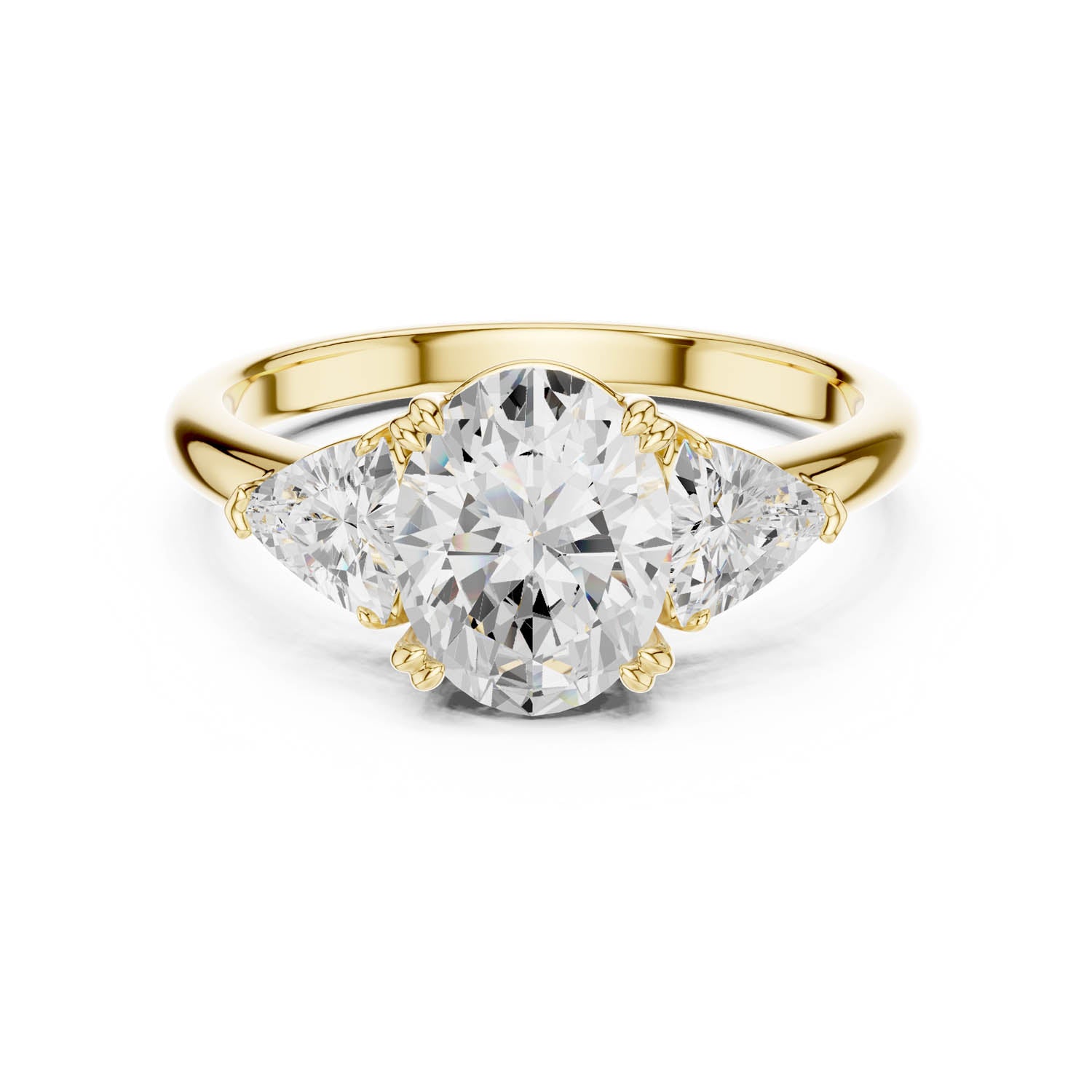 2.60 Ct. Oval Cut Diamond Three-Stone Ring with Trillion Side Stones (DDLR-034-OV) 3