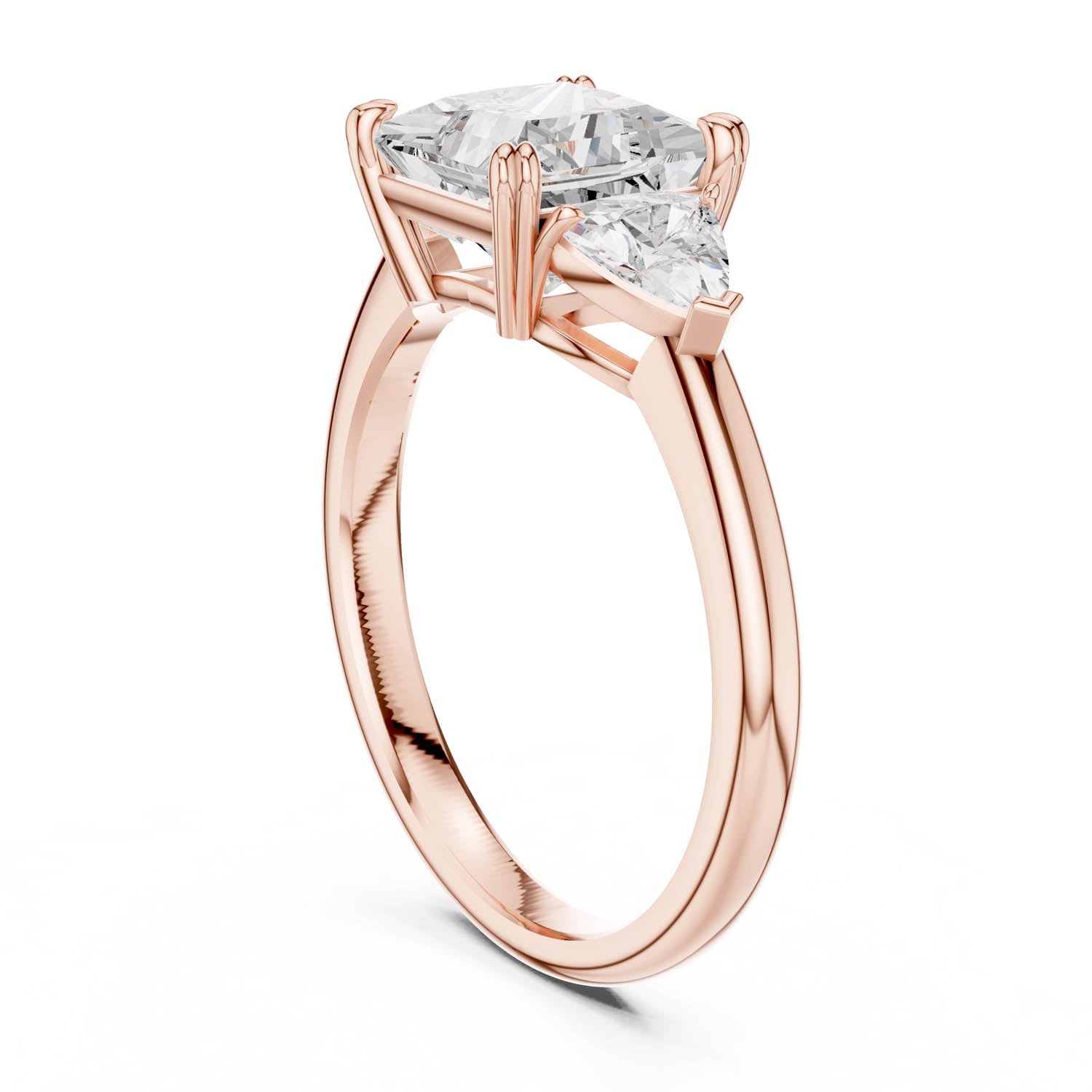 2.60 Ct. Princess Cut Diamond Three-Stone Ring with Trillion Side Stones (DDLR-034-PR) 7