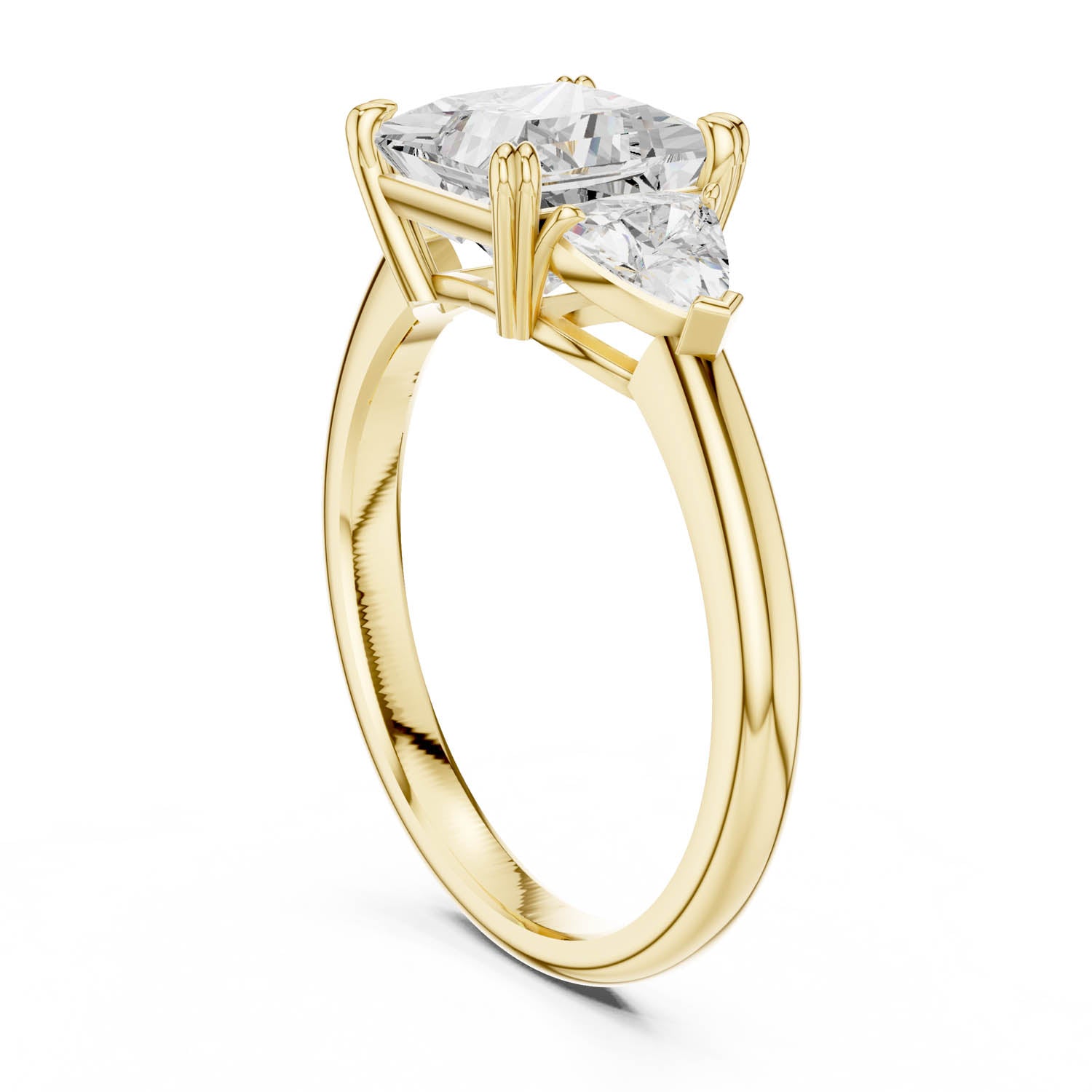 2.60 Ct. Princess Cut Diamond Three-Stone Ring with Trillion Side Stones (DDLR-034-PR) 12