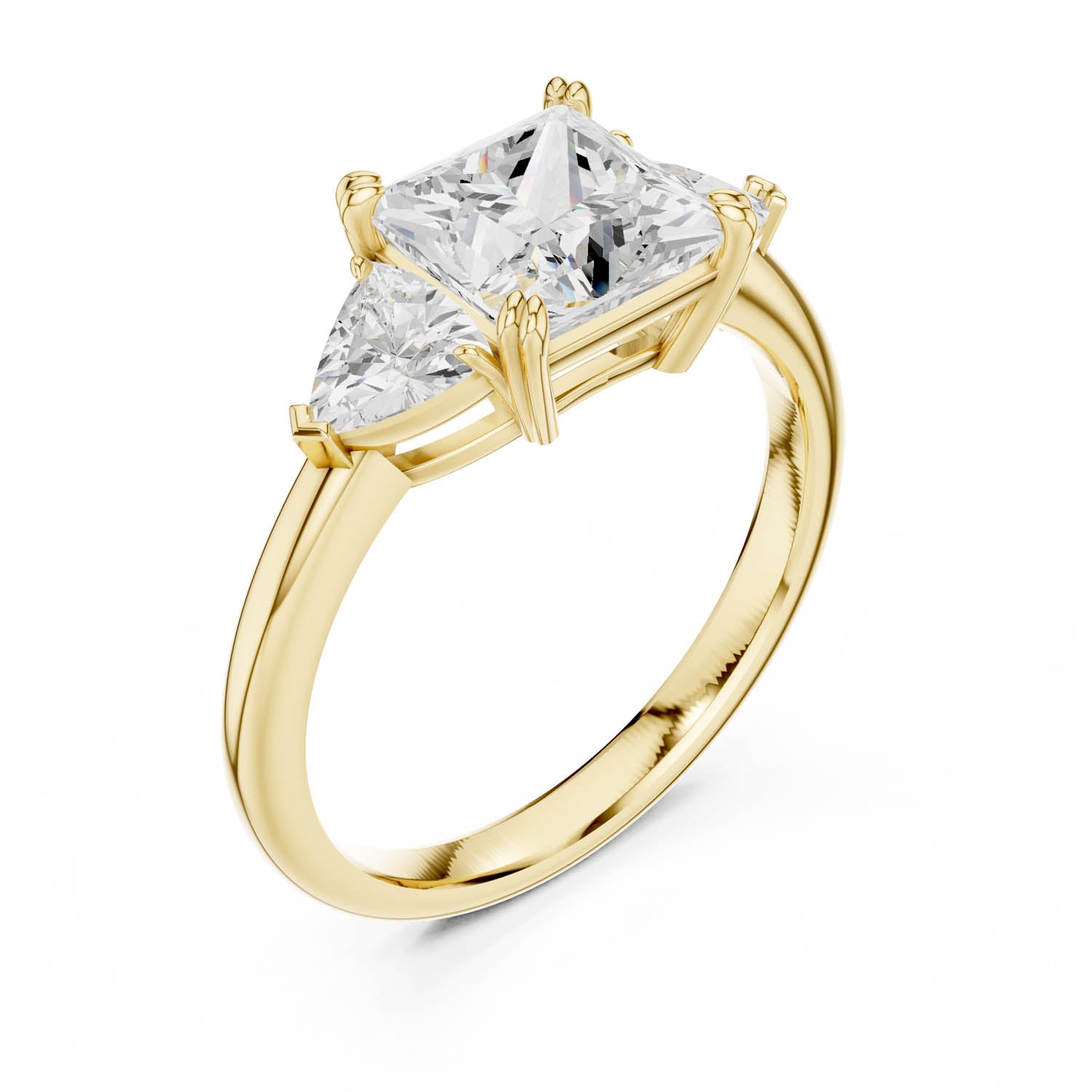 2.60 Ct. Princess Cut Diamond Three-Stone Ring with Trillion Side Stones (DDLR-034-PR)