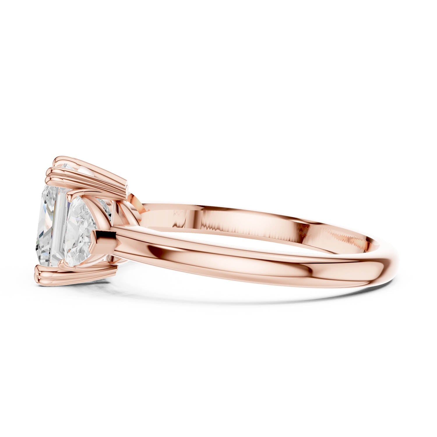 2.60 Ct. Princess Cut Diamond Three-Stone Ring with Trillion Side Stones (DDLR-034-PR) 4
