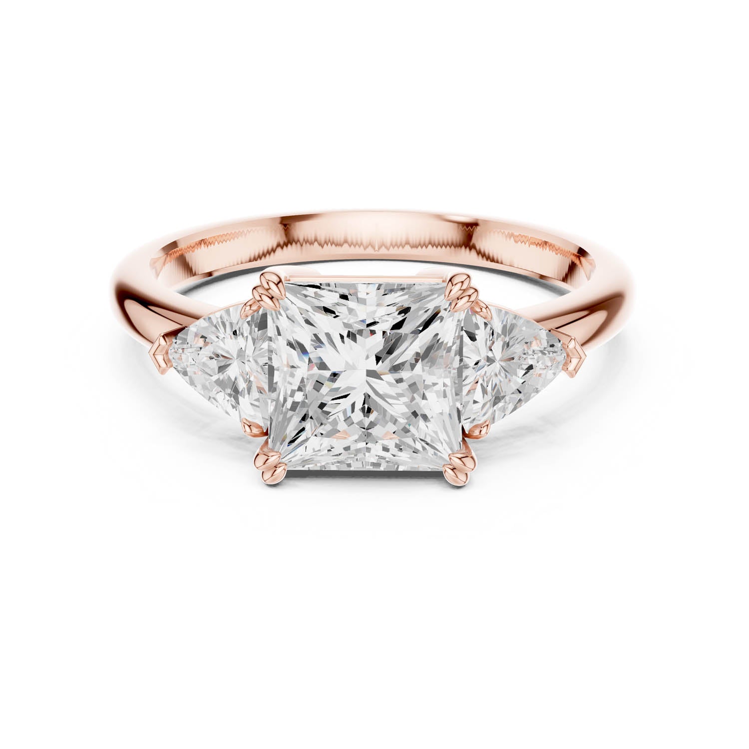 2.60 Ct. Princess Cut Diamond Three-Stone Ring with Trillion Side Stones (DDLR-034-PR)