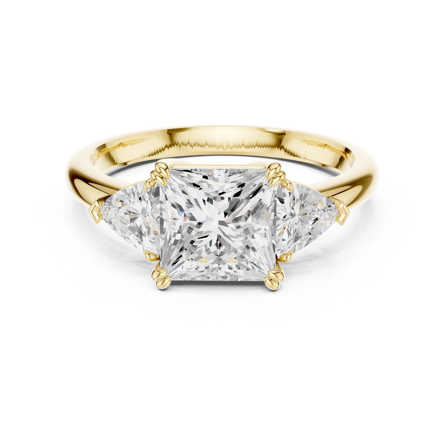 2.60 Ct. Princess Cut Diamond Three-Stone Ring with Trillion Side Stones (DDLR-034-PR) 5