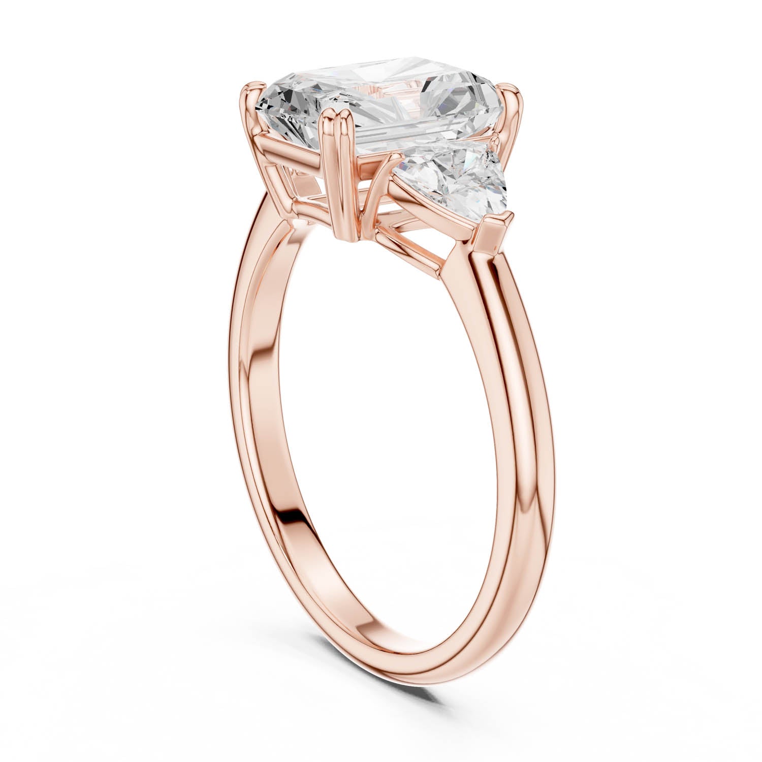 2.60 Ct. Radiant Cut Diamond Three-Stone Ring with Trillion Side Stones (DDLR-034-RA) 12
