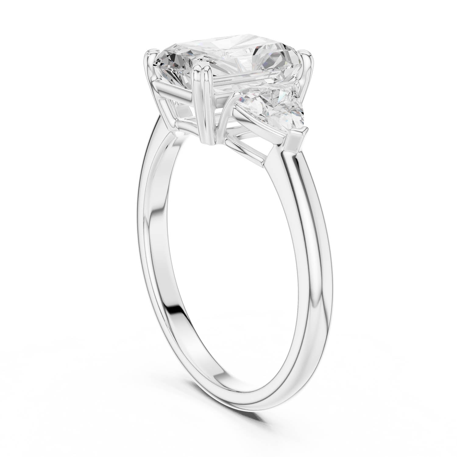 2.60 Ct. Radiant Cut Diamond Three-Stone Ring with Trillion Side Stones (DDLR-034-RA) 6