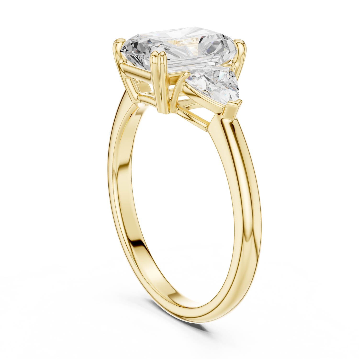 2.60 Ct. Radiant Cut Diamond Three-Stone Ring with Trillion Side Stones (DDLR-034-RA) 8