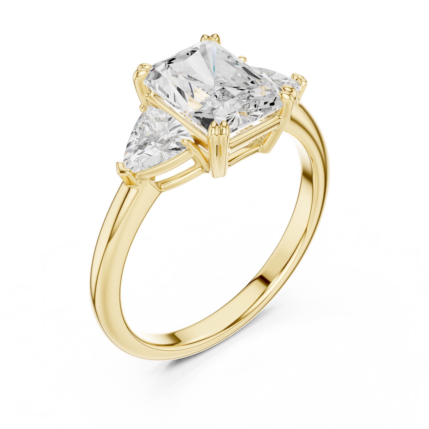 2.60 Ct. Radiant Cut Diamond Three-Stone Ring with Trillion Side Stones (DDLR-034-RA) 10