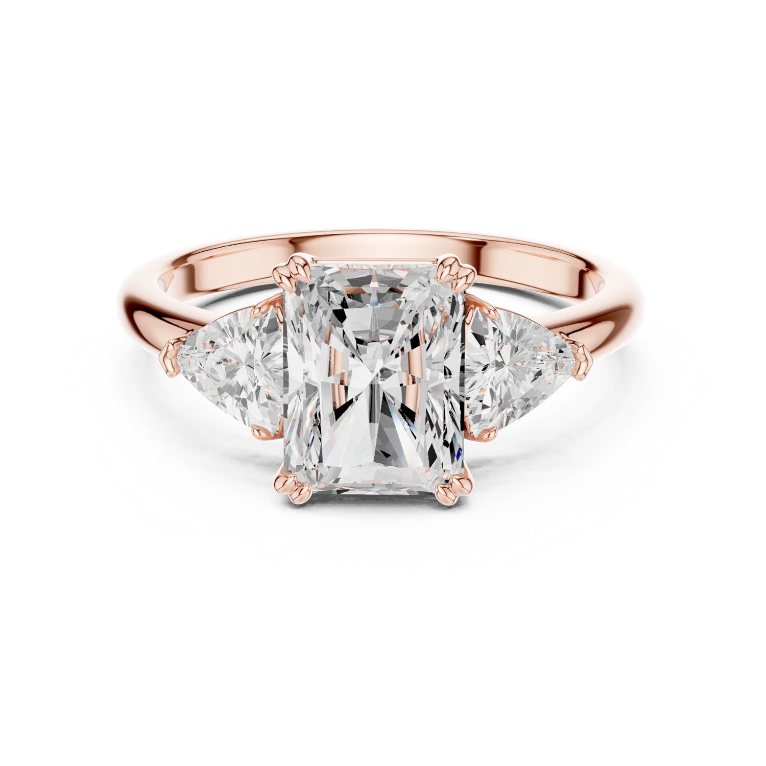 2.60 Ct. Radiant Cut Diamond Three-Stone Ring with Trillion Side Stones (DDLR-034-RA) 7