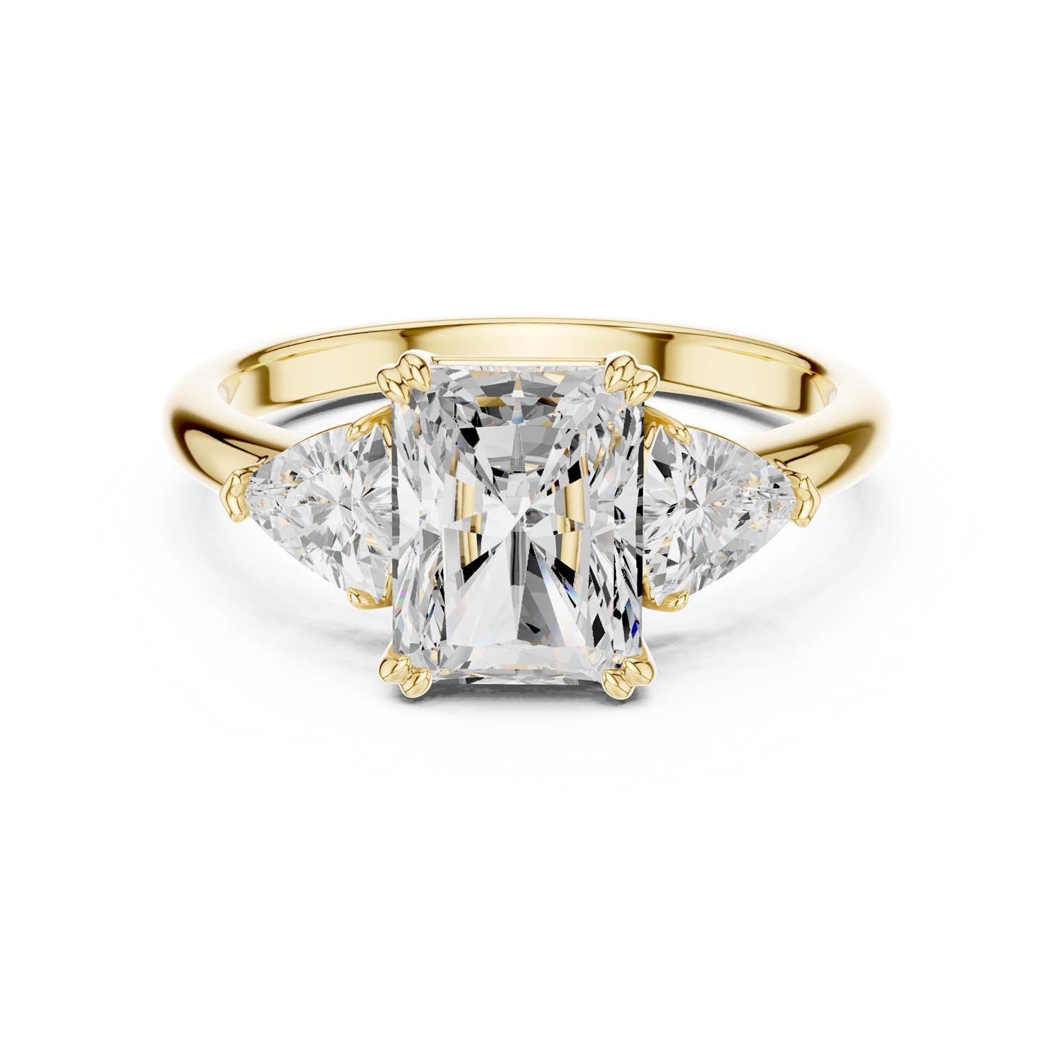 2.60 Ct. Radiant Cut Diamond Three-Stone Ring with Trillion Side Stones (DDLR-034-RA) 11