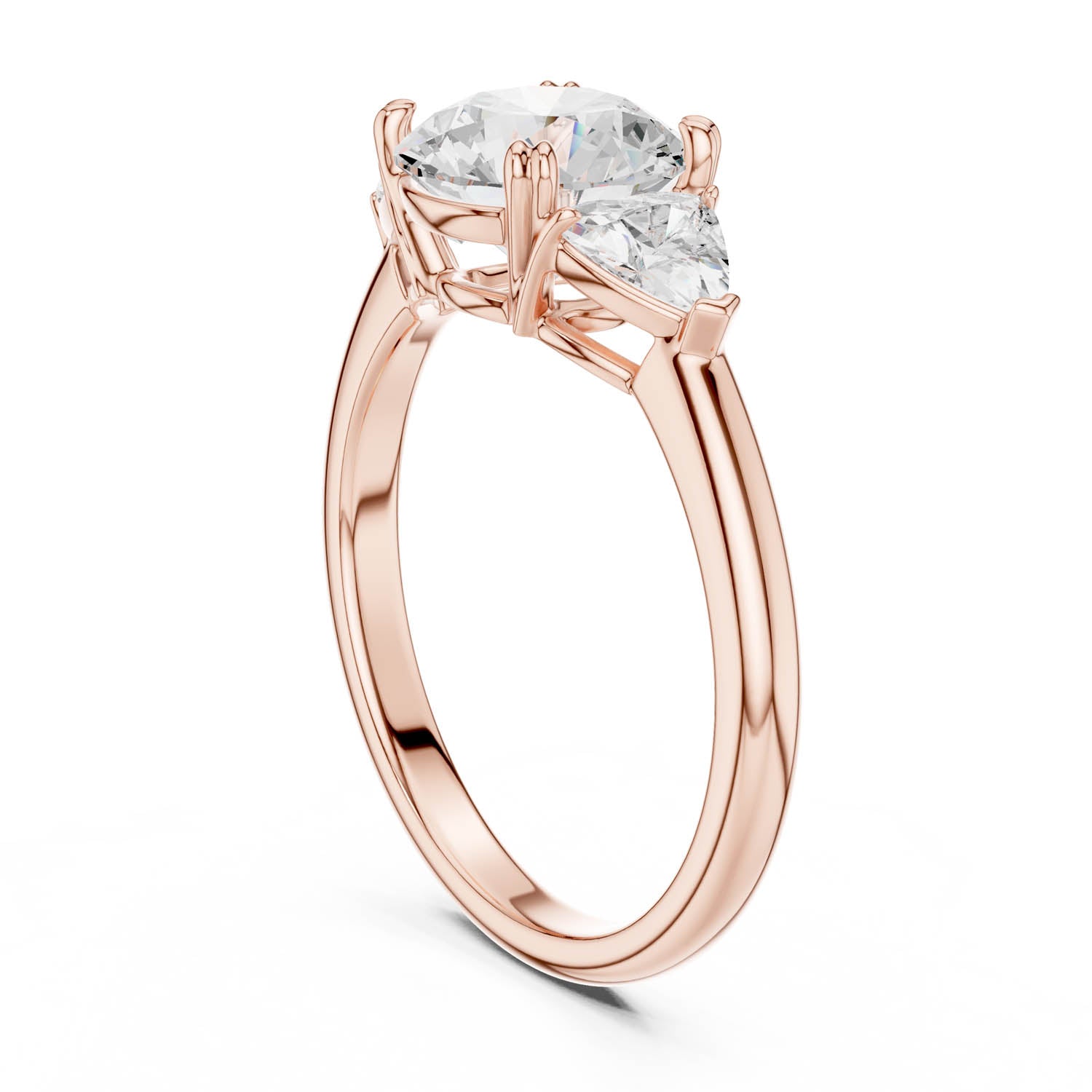 2.60 Ct. Round Cut Diamond Three-Stone Ring with Trillion Side Stones (DDLR-034-RD) 9