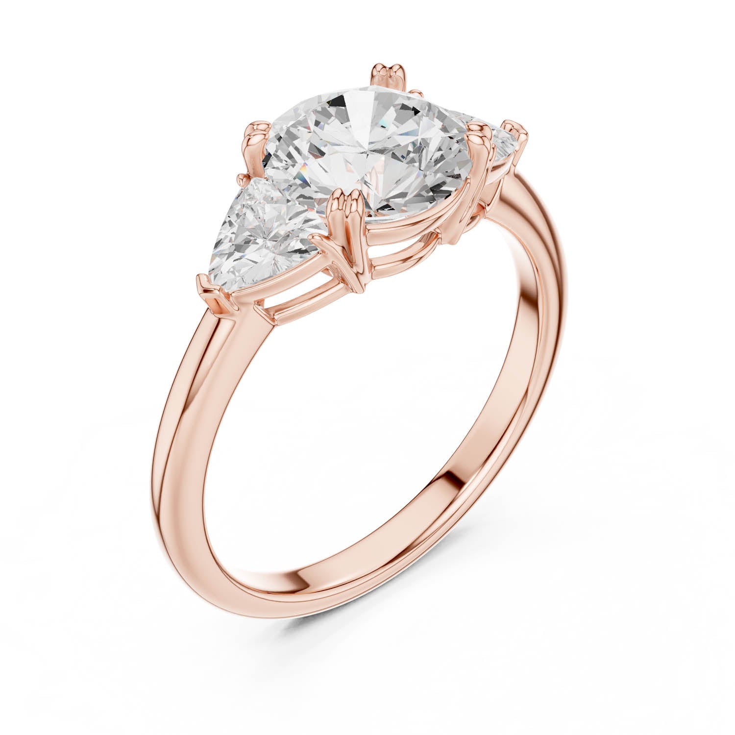 2.60 Ct. Round Cut Diamond Three-Stone Ring with Trillion Side Stones (DDLR-034-RD) 12