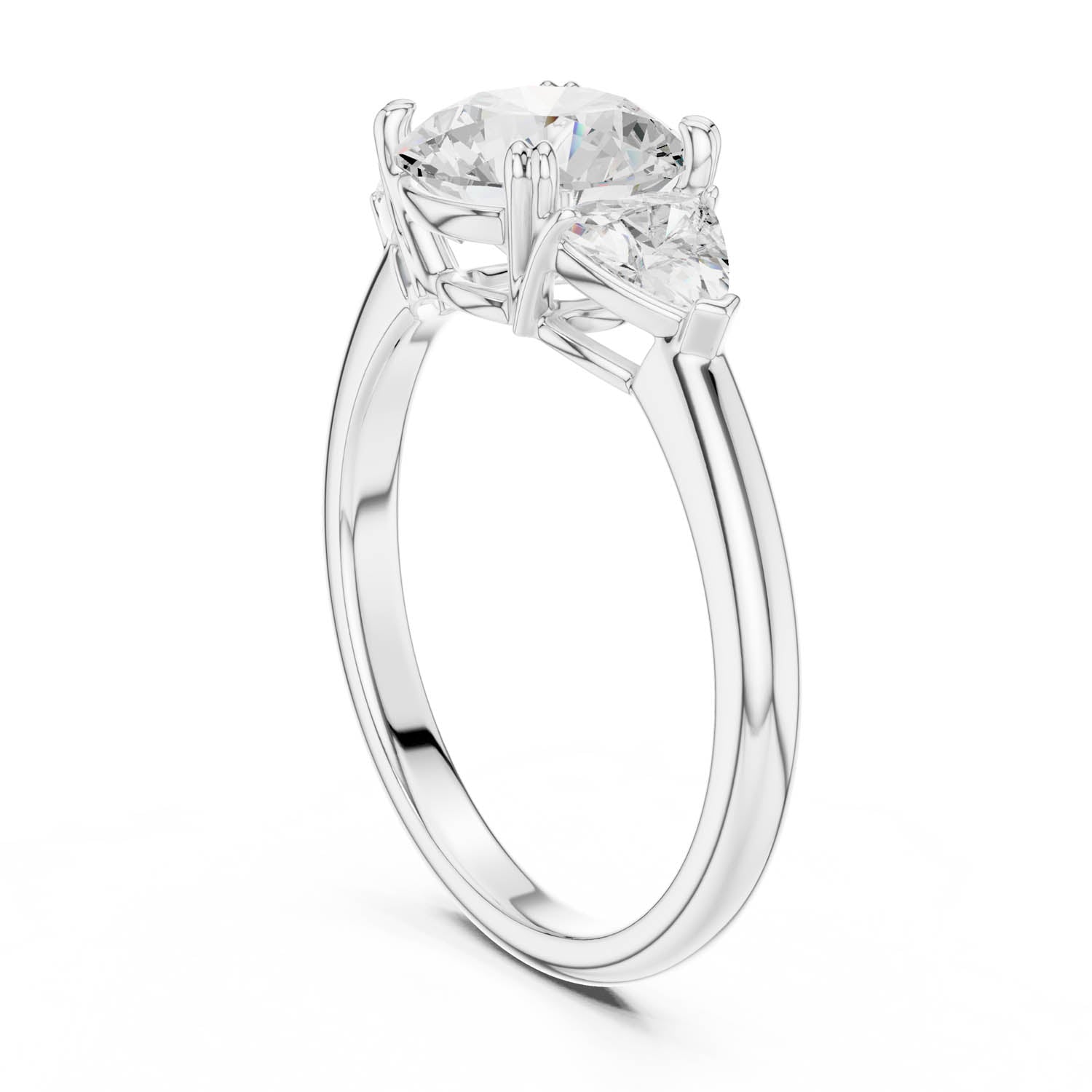 2.60 Ct. Round Cut Diamond Three-Stone Ring with Trillion Side Stones (DDLR-034-RD) 10