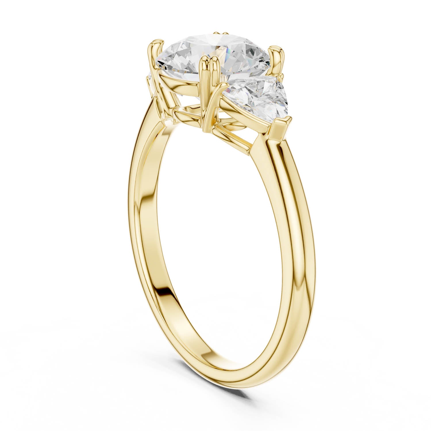 2.60 Ct. Round Cut Diamond Three-Stone Ring with Trillion Side Stones (DDLR-034-RD) 5