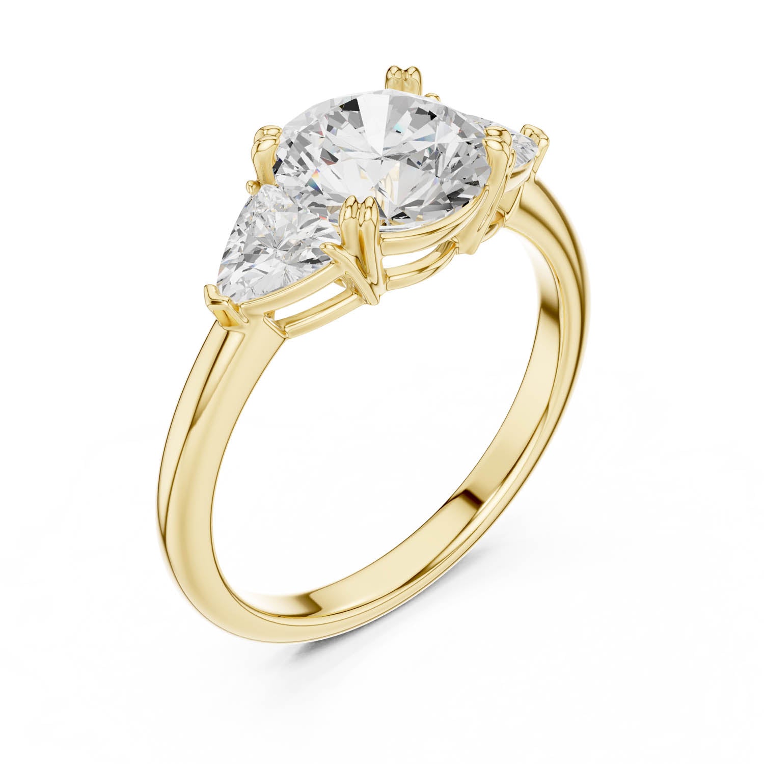 2.60 Ct. Round Cut Diamond Three-Stone Ring with Trillion Side Stones (DDLR-034-RD)