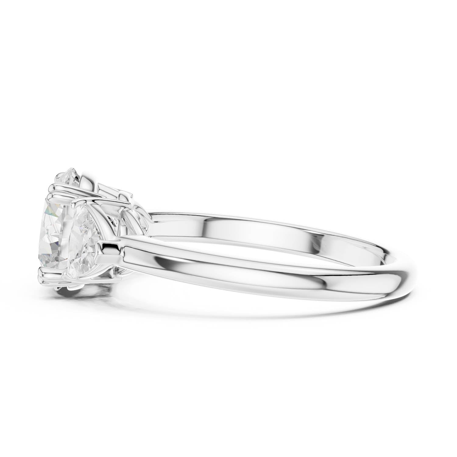 2.60 Ct. Round Cut Diamond Three-Stone Ring with Trillion Side Stones (DDLR-034-RD) 7