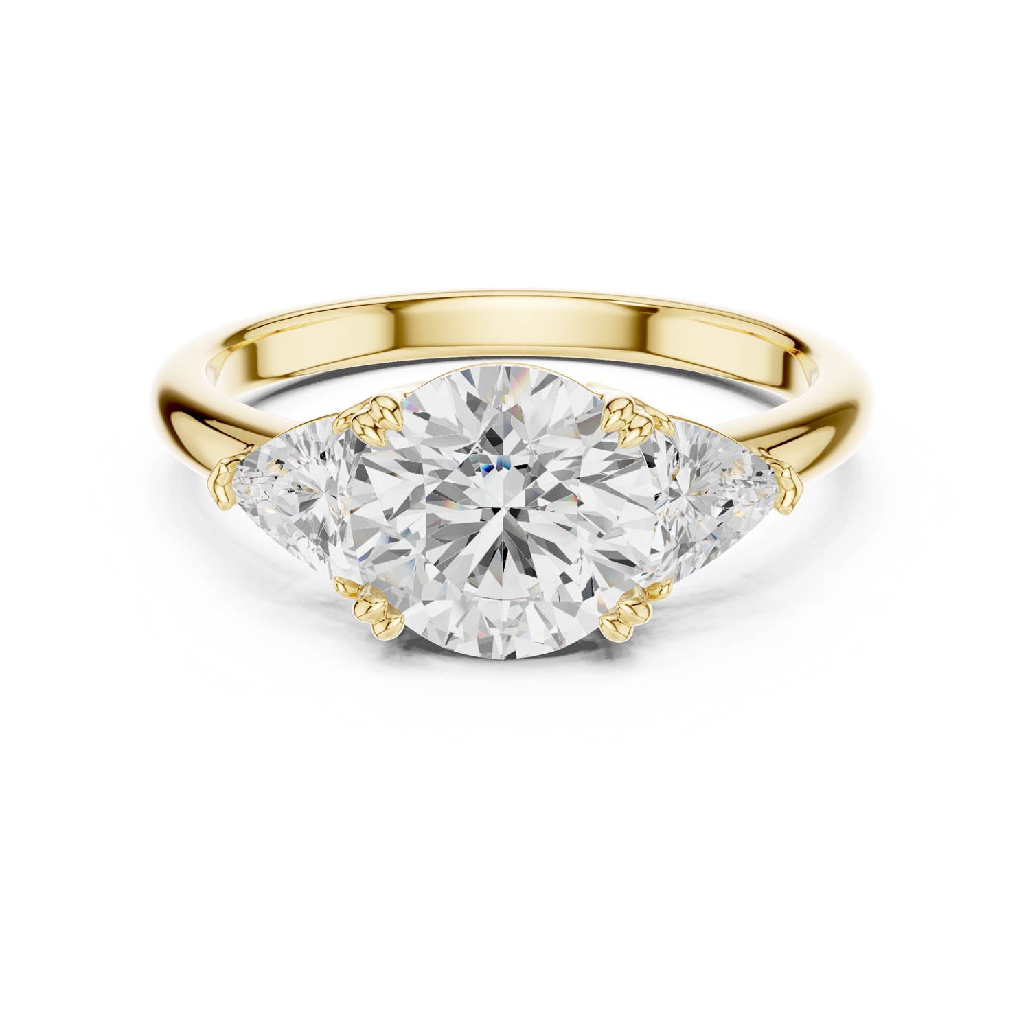 2.60 Ct. Round Cut Diamond Three-Stone Ring with Trillion Side Stones (DDLR-034-RD) 8