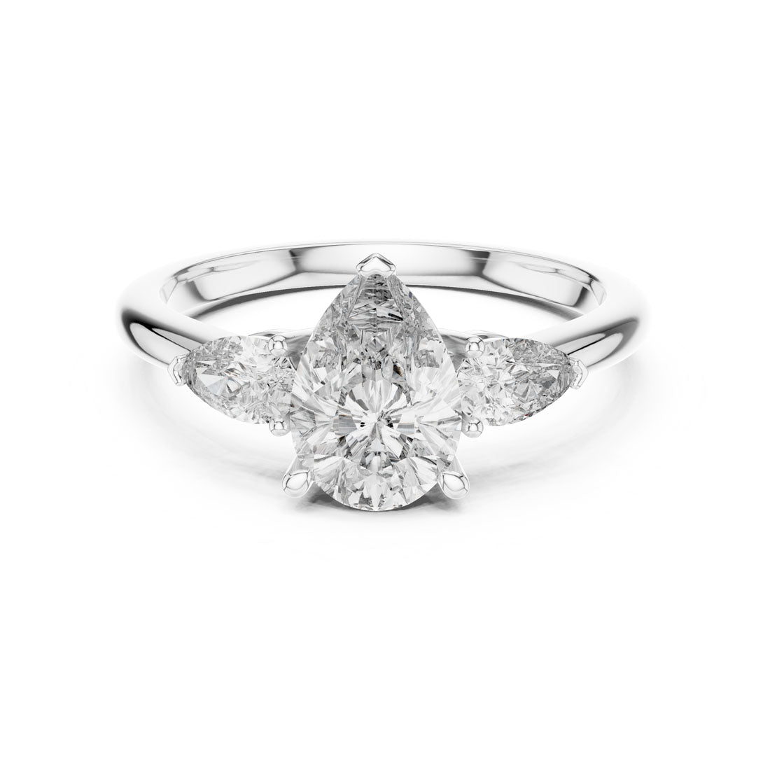 1.53 Ct. Three-Stone Pear Diamond Engagement Ring (DDLR-035)