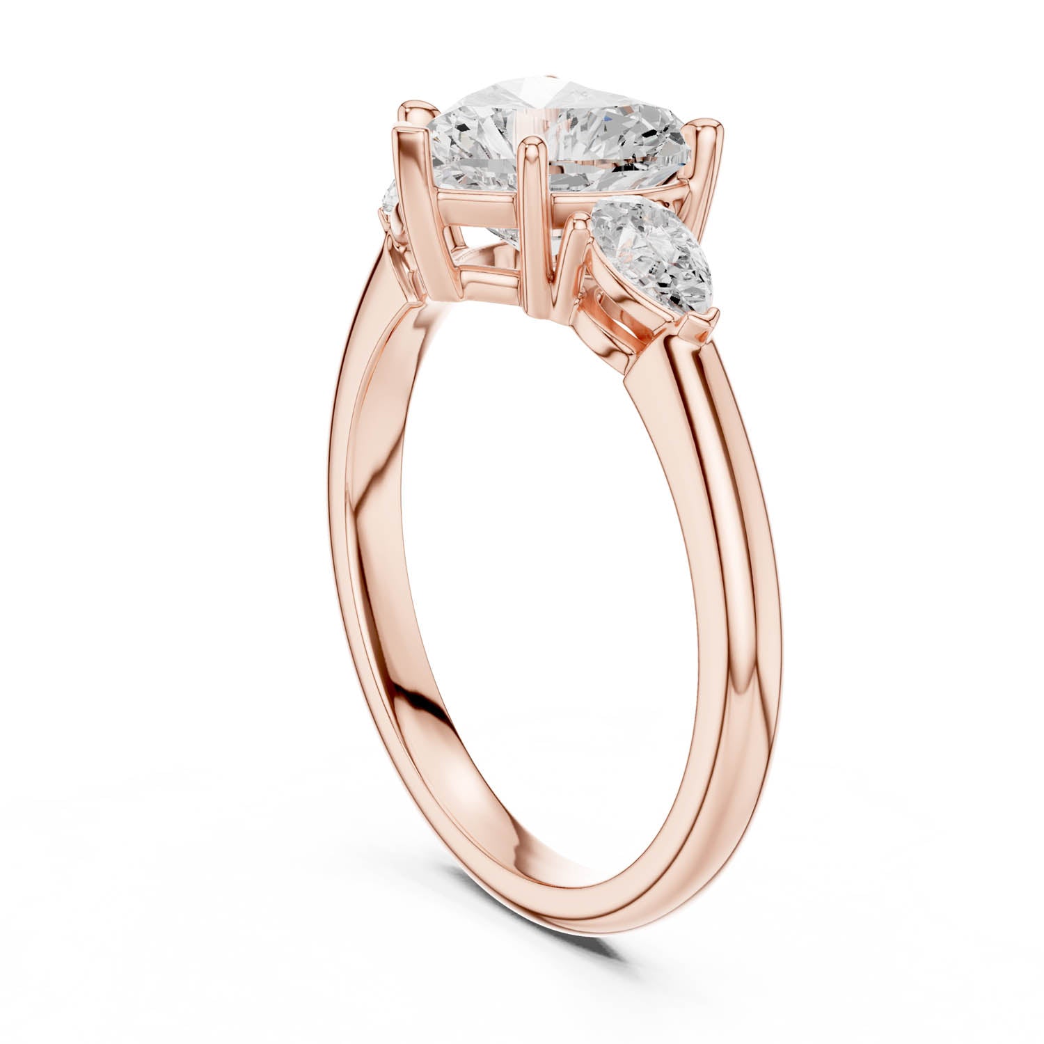 2.50 Ct. Heart Cut Diamond Three-Stone Ring with Pear Side Stones (DDLR-035-HR) 12
