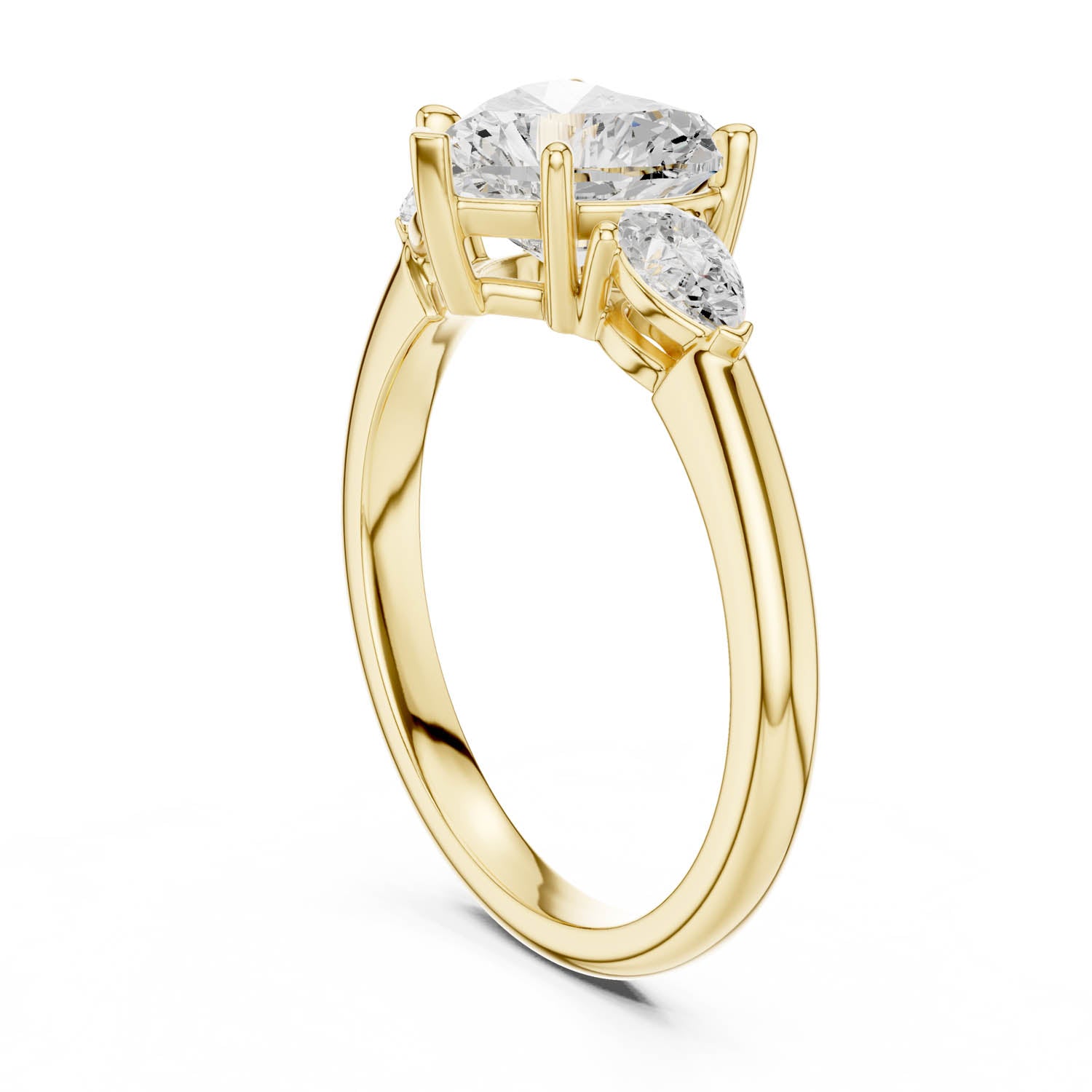 2.50 Ct. Heart Cut Diamond Three-Stone Ring with Pear Side Stones (DDLR-035-HR) 8