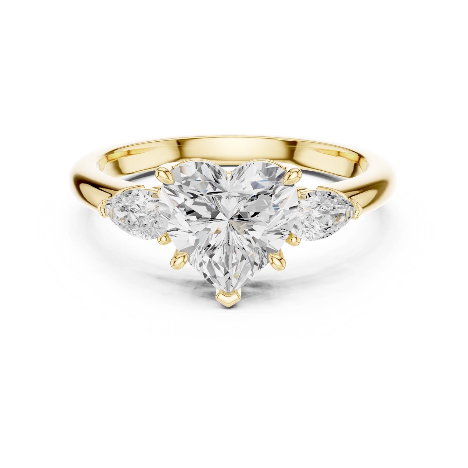 2.50 Ct. Heart Cut Diamond Three-Stone Ring with Pear Side Stones (DDLR-035-HR) 5