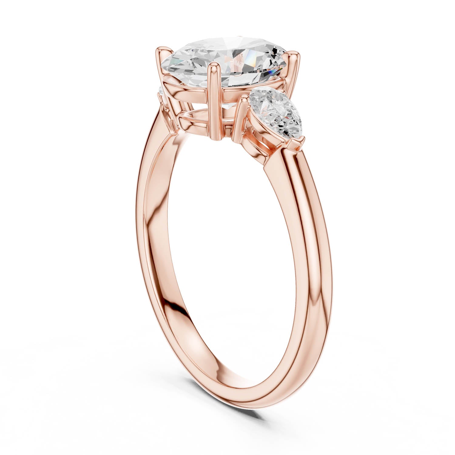 2.50 Ct. Oval Cut Diamond Three-Stone Ring with Pear Side Stones (DDLR-035-OV) 9
