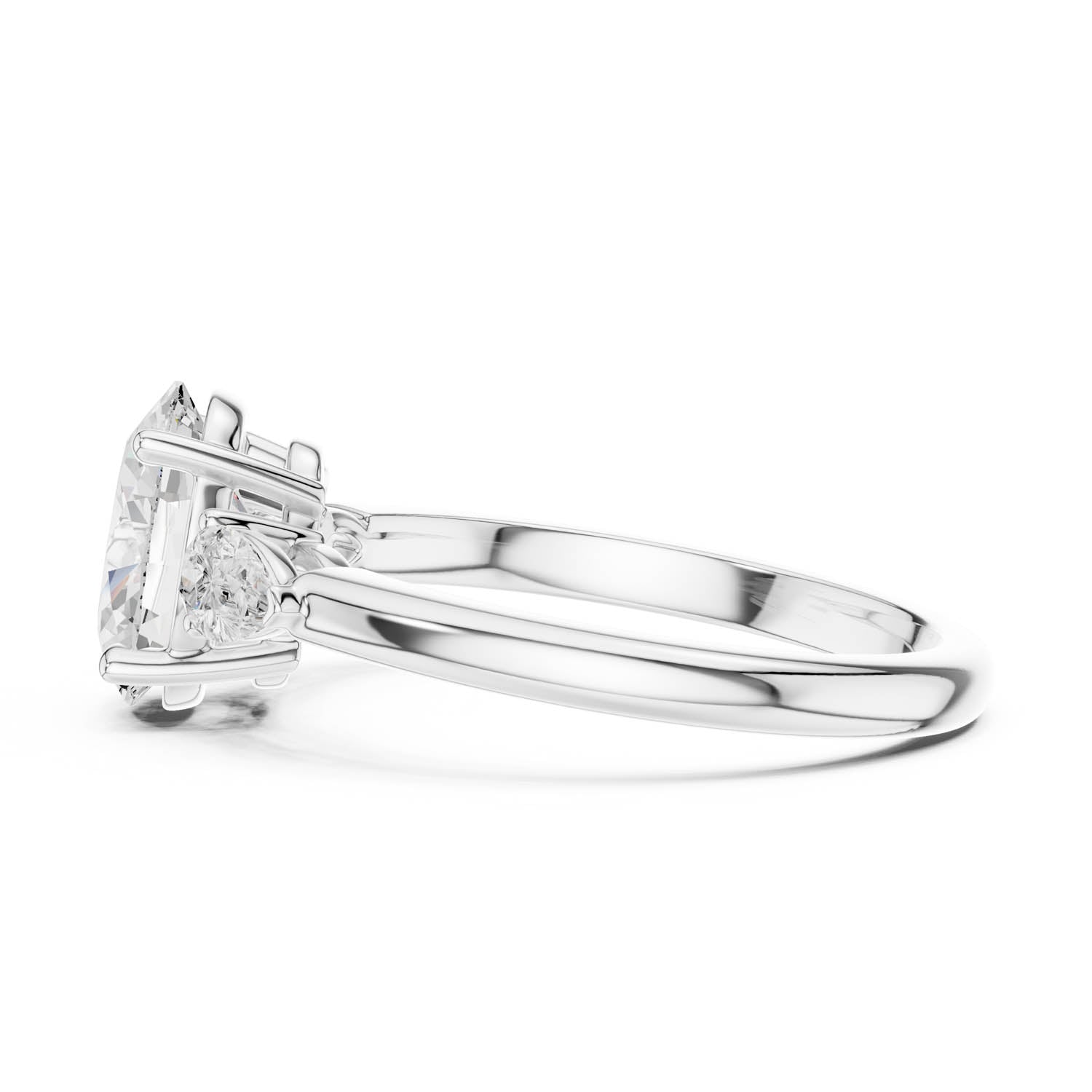 2.50 Ct. Oval Cut Diamond Three-Stone Ring with Pear Side Stones (DDLR-035-OV) 7