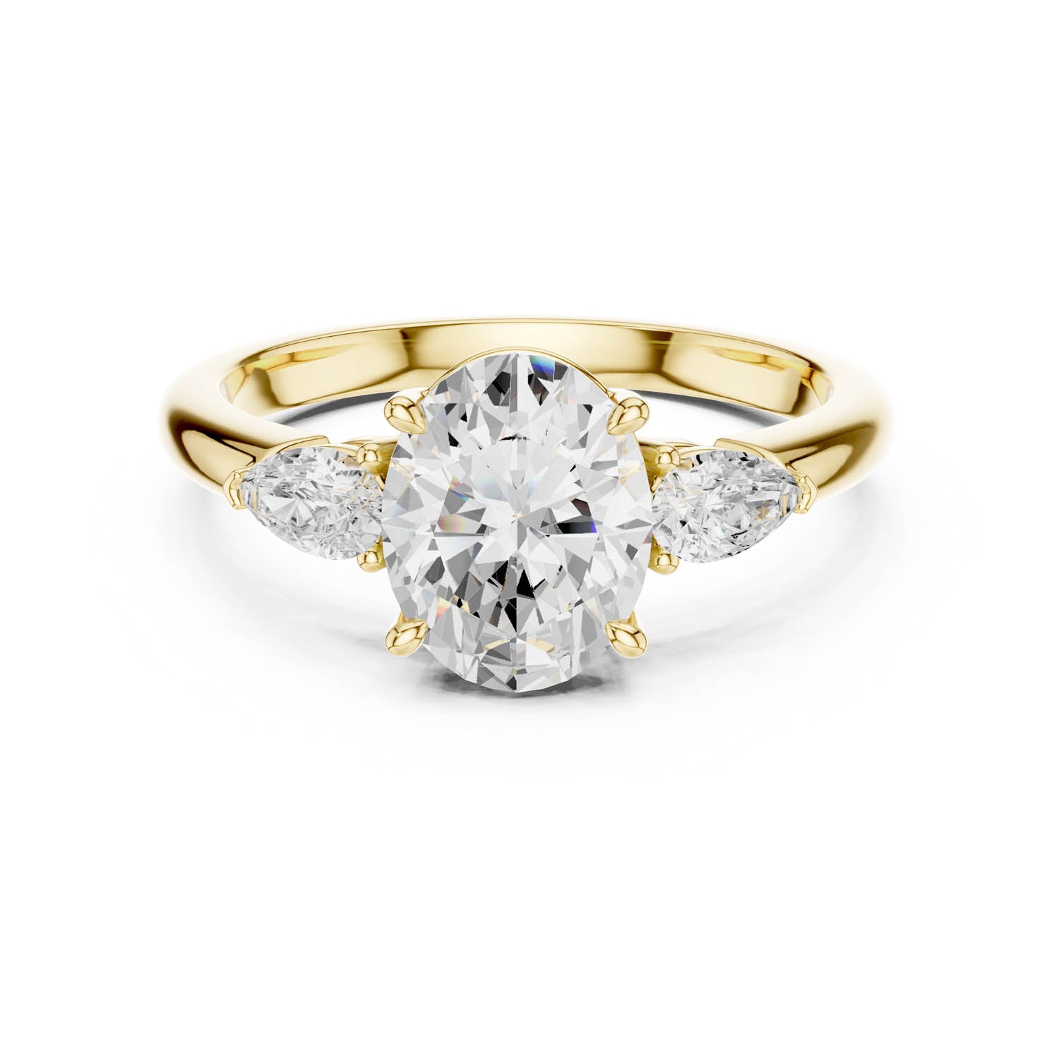 2.50 Ct. Oval Cut Diamond Three-Stone Ring with Pear Side Stones (DDLR-035-OV) 8