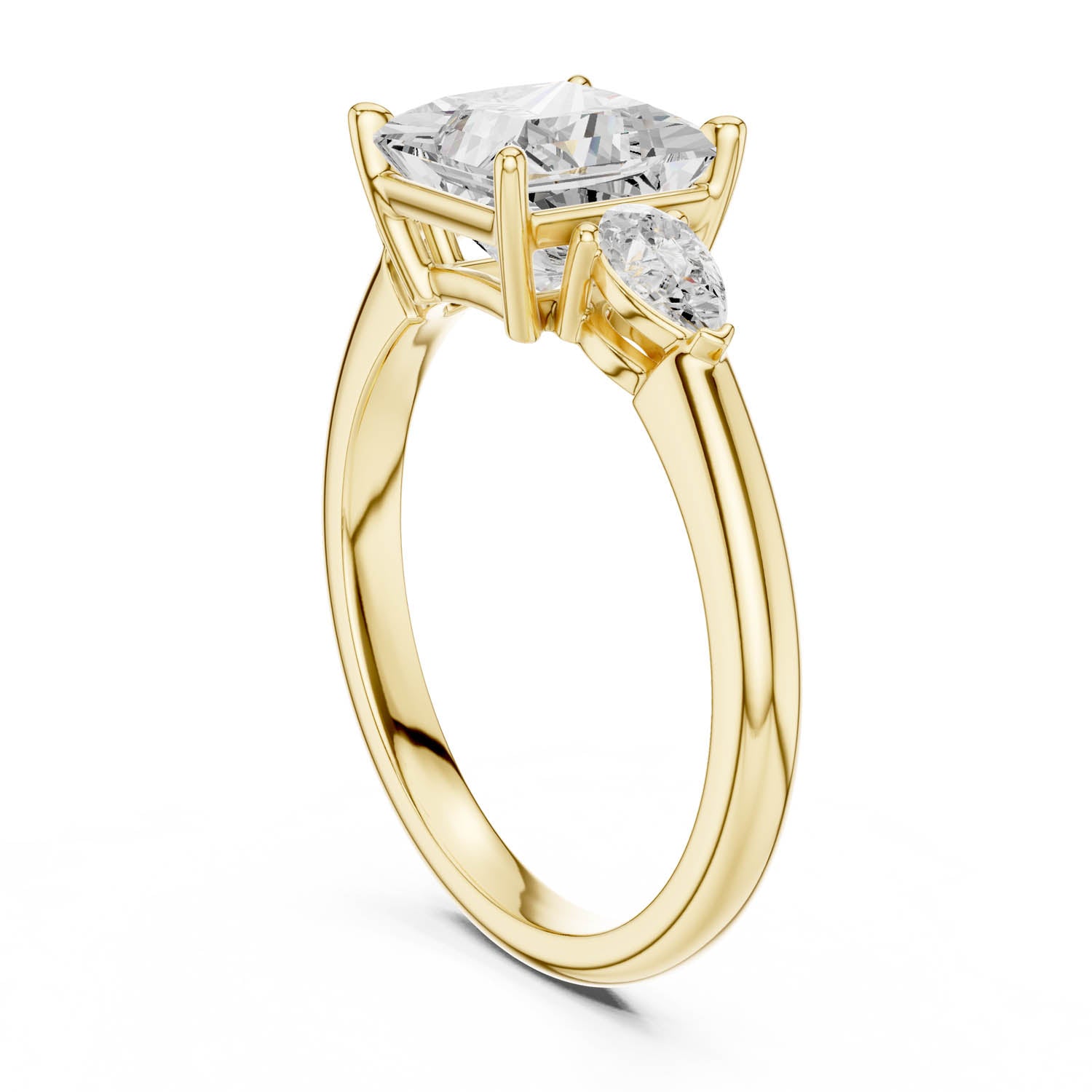 2.50 Ct. Princess Cut Diamond Three-Stone Ring with Pear Side Stones (DDLR-035-PR) 5