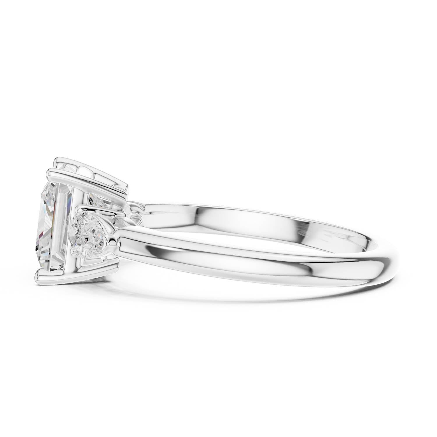 2.50 Ct. Princess Cut Diamond Three-Stone Ring with Pear Side Stones (DDLR-035-PR) 7